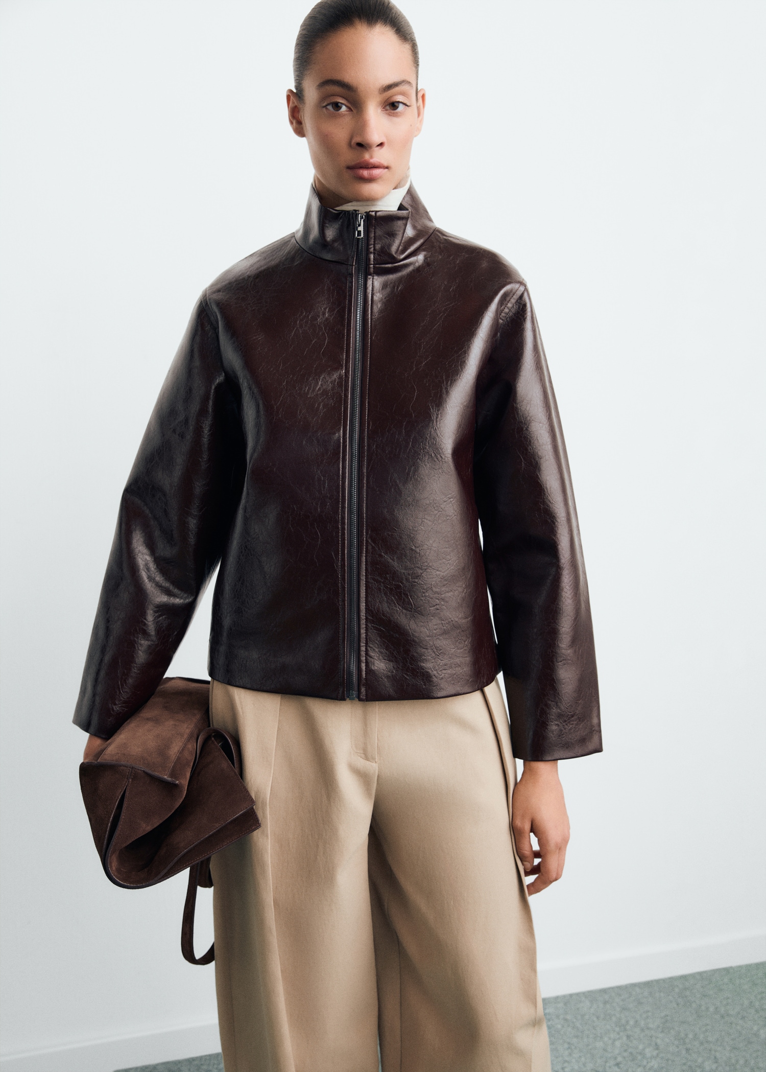 Perkins Collar Texture Jacket - Women | Mango United Kingdom