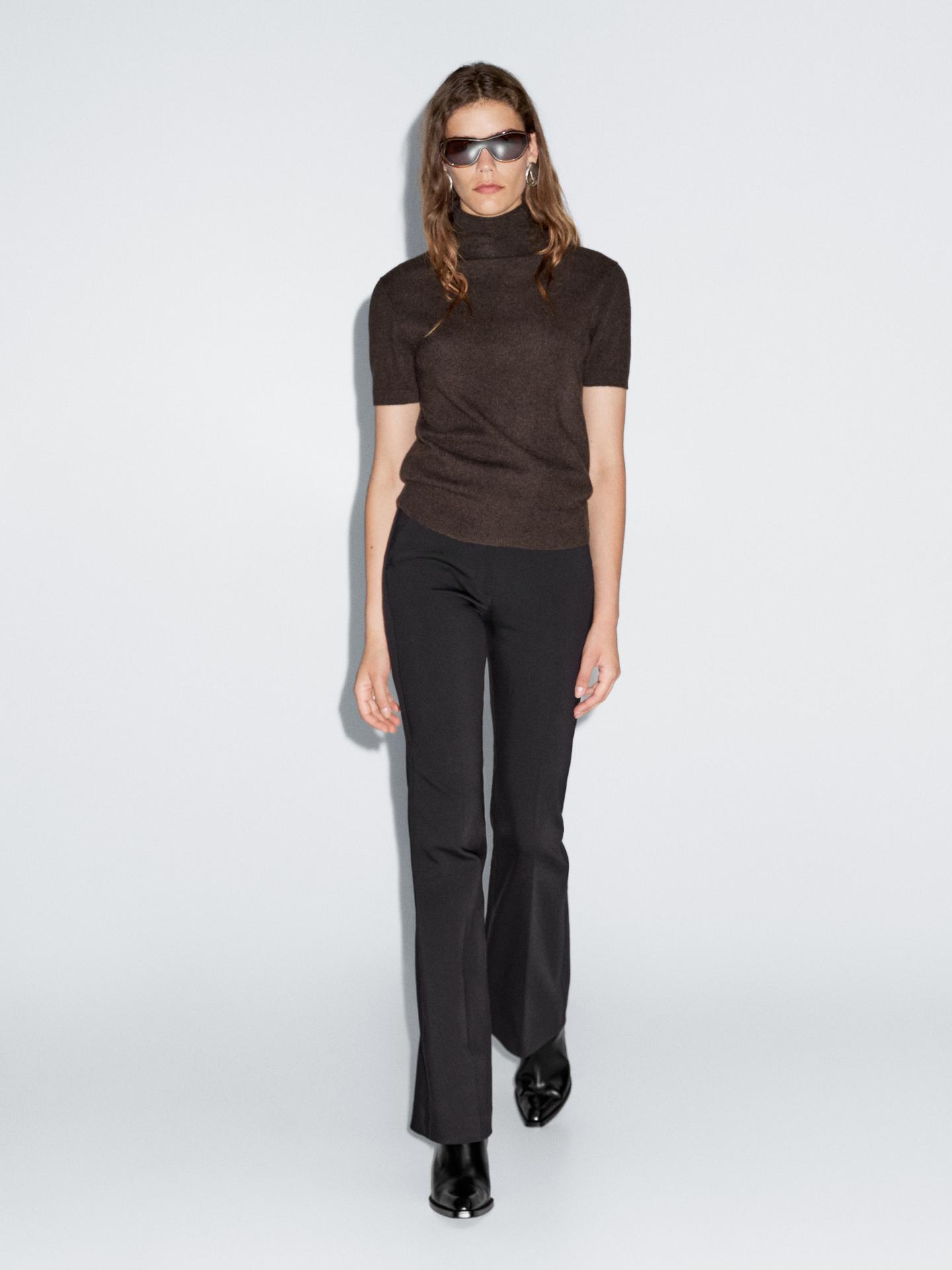 Knit Wool Blend Sweater With Short Sleeves