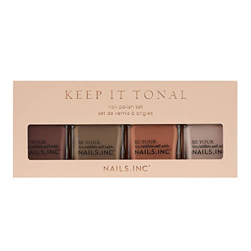 Nails Inc Be Your Inc.redible Self Keep It Tonal Nail Polish Set, Chic Shades, Nude Colours, No Chip, Long Lasting, Quick Dry, Air Dry, Cruelty Free, Vegan, 4 Piece Set