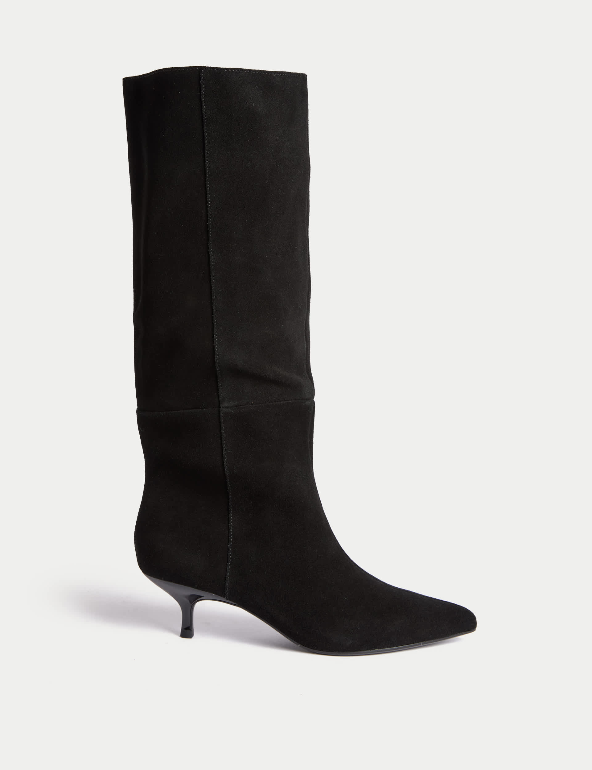 Suede Kitten Heel Pointed Knee High Boots
