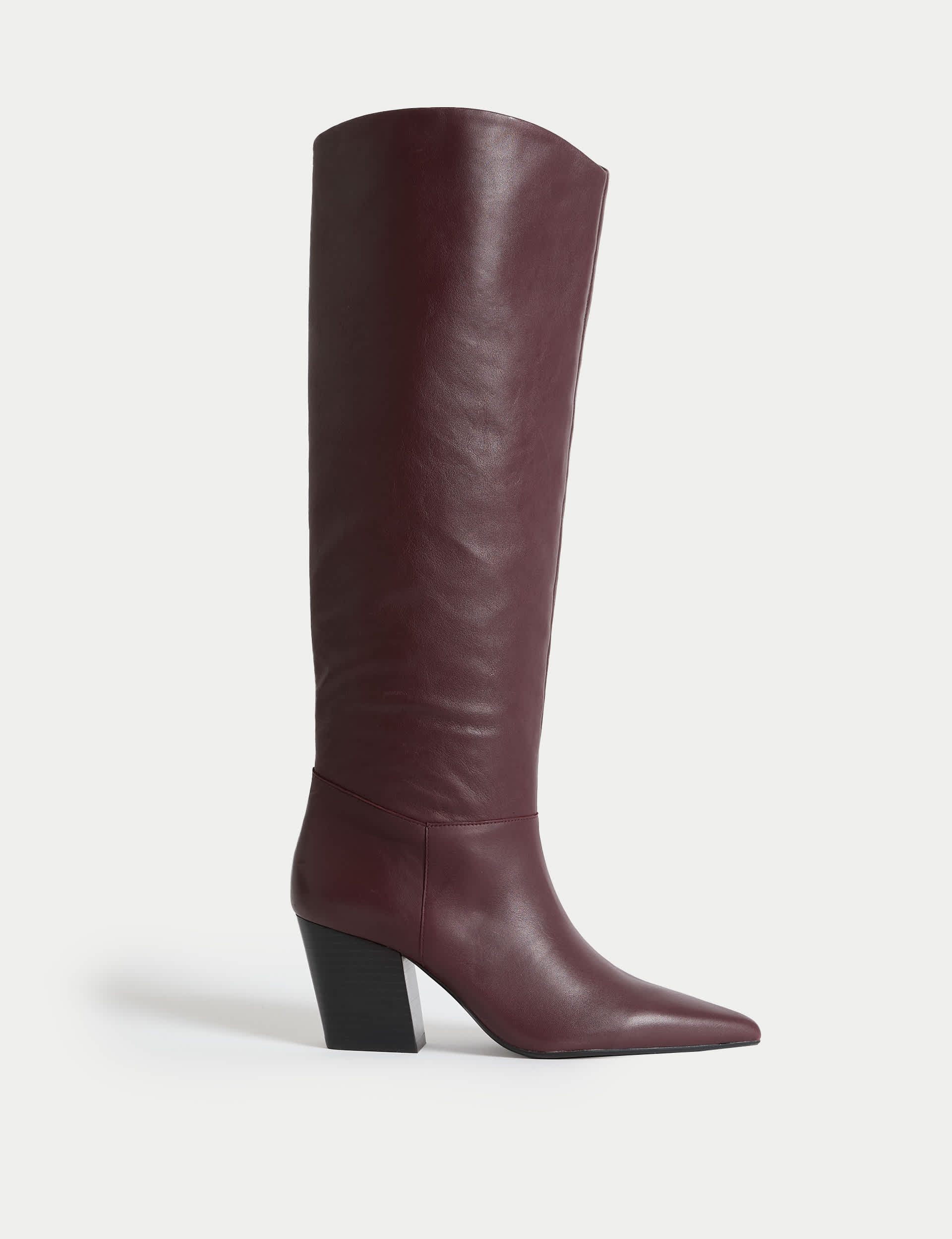 Leather Pointed Knee High Boots