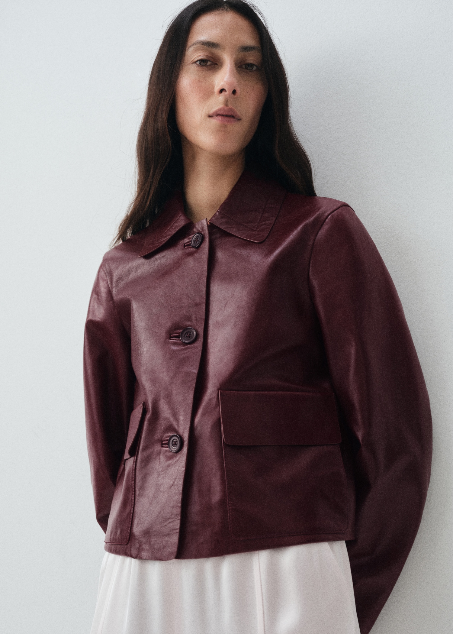 100% Leather Jacket With Buttons - Women | Mango United Kingdom