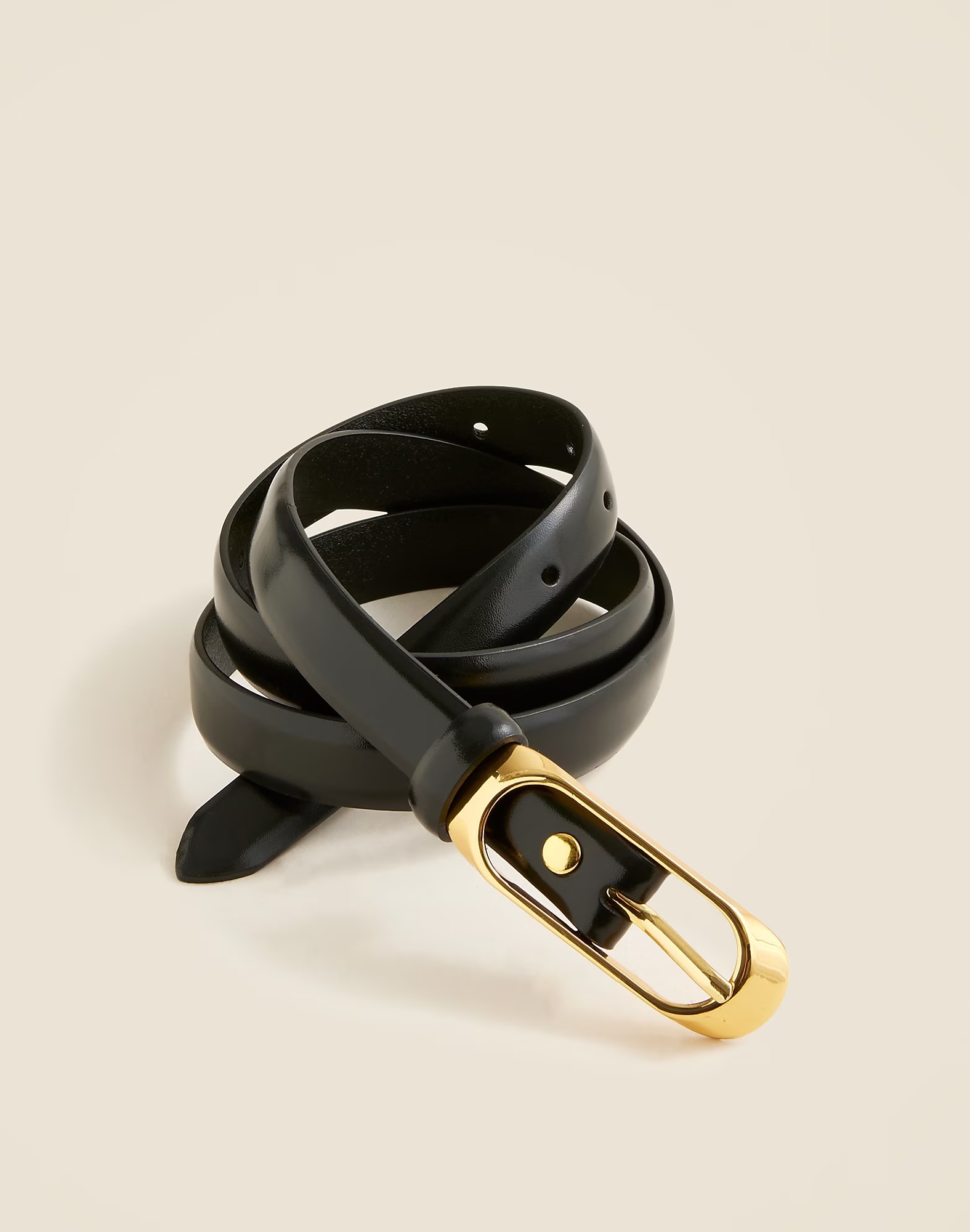J.Crew, Skinny Oval-Buckle Leather Belt