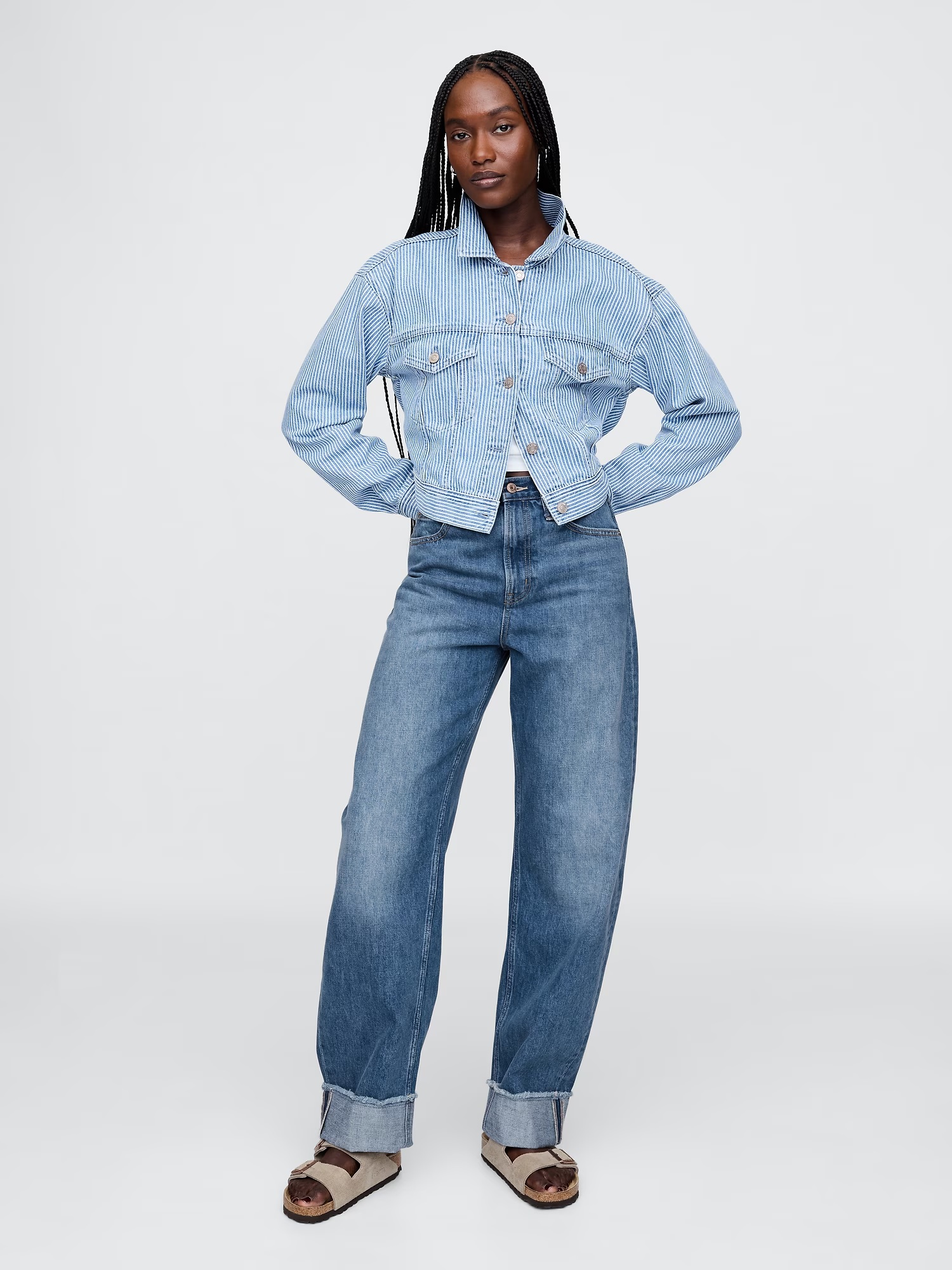 Gap, High Rise Cuffed Barrel Jeans