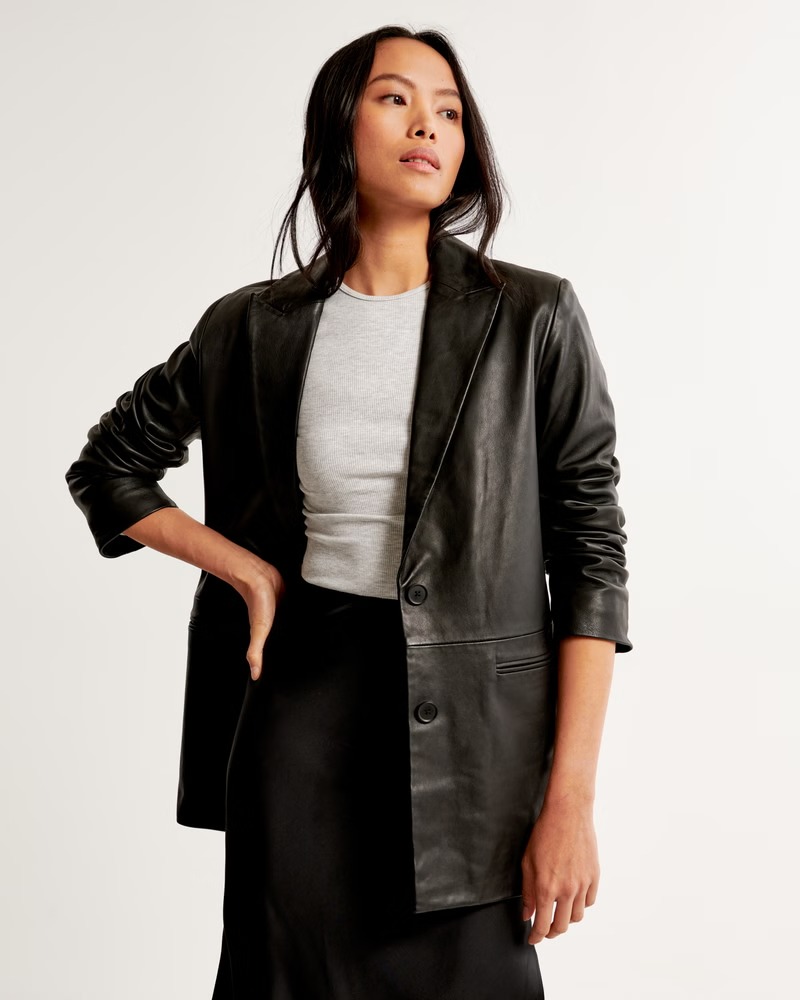 abercrombie, Genuine Leather Blazer