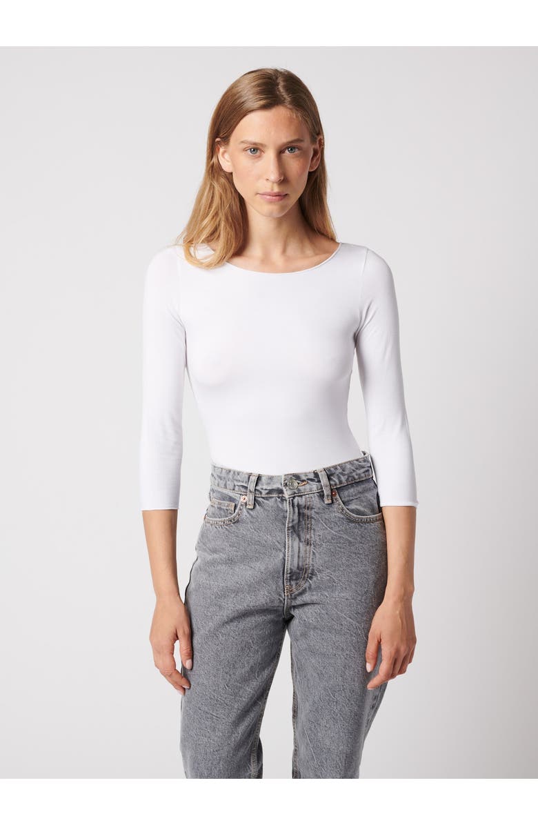 Soft Touch 3/4 Sleeve Merrow Edge Boatneck T-Shirt