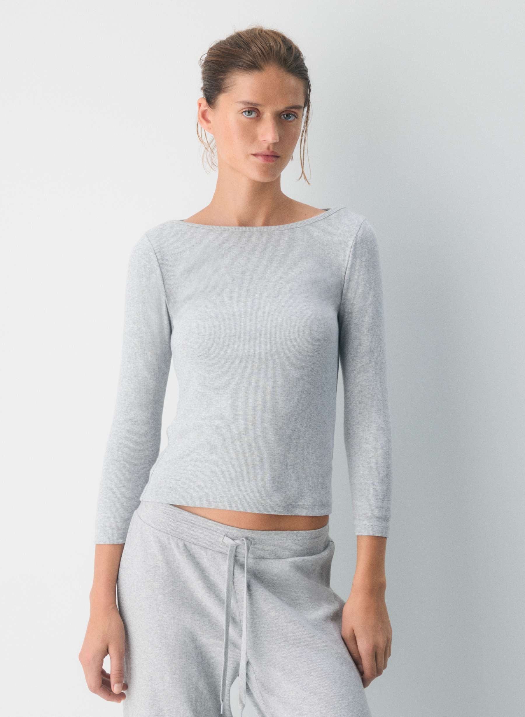 aritzia, HomeStretch&amp;trade; Rib Boatneck 3/4 Sleeve Top