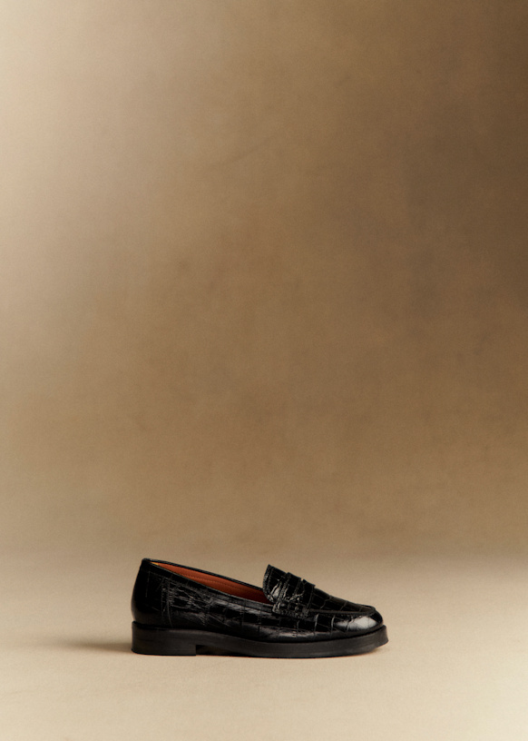 Andrea Loafers - Black Crocodile Print - Bovine Leather - S&amp;eacute;zane