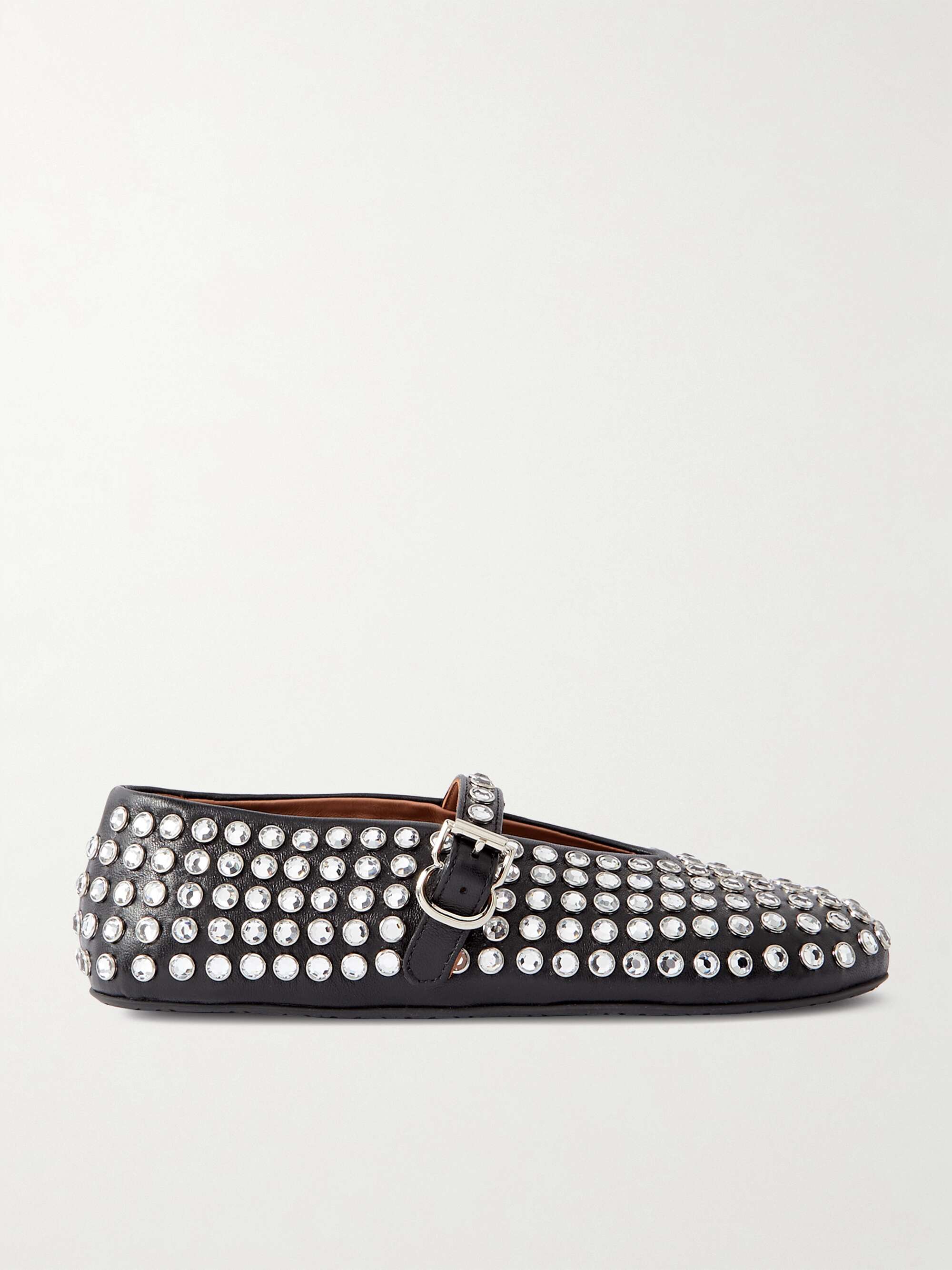 Crystal-Embellished Leather Ballet Flats