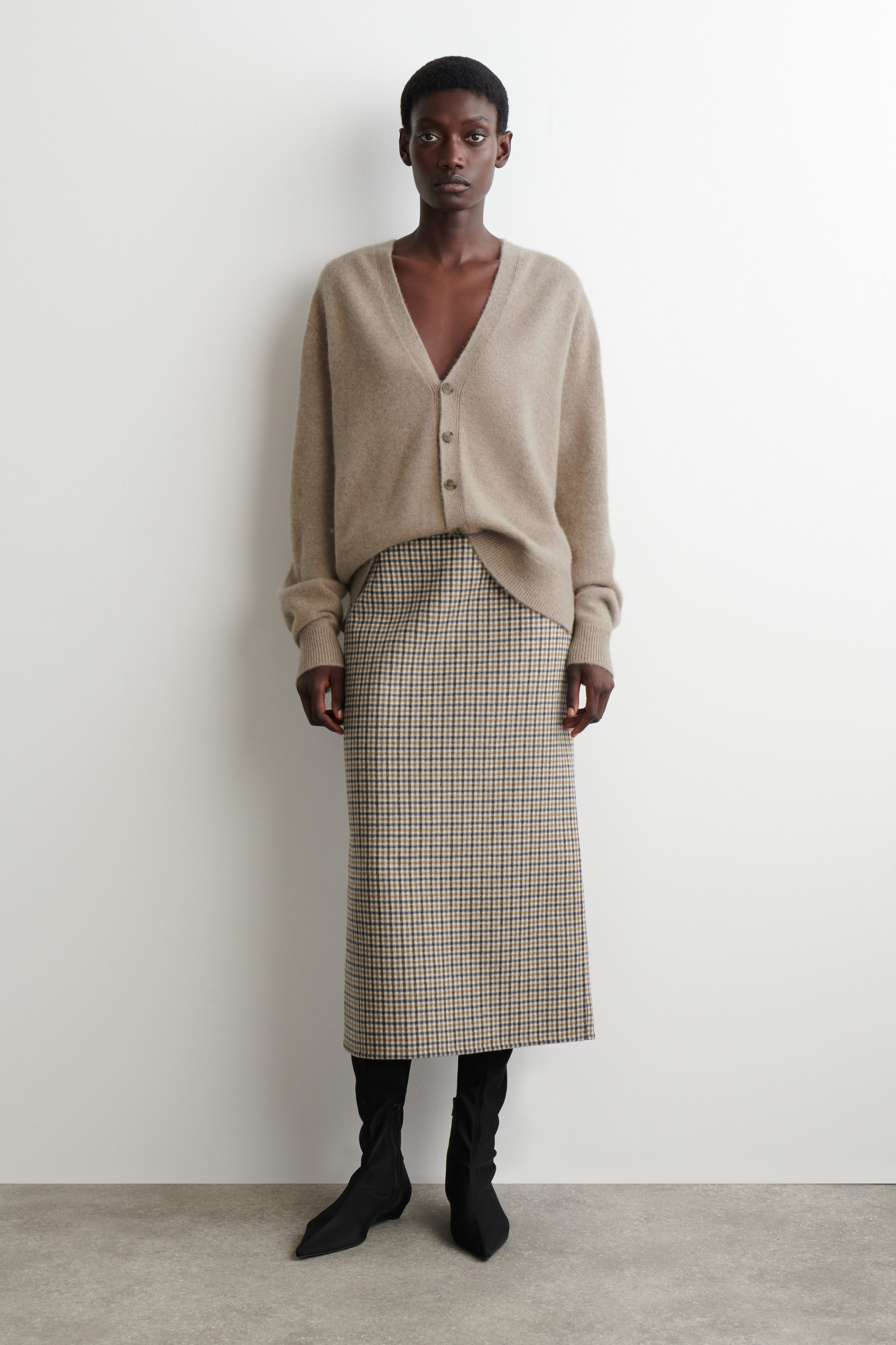 Checked Double-Faced Wool Skirt