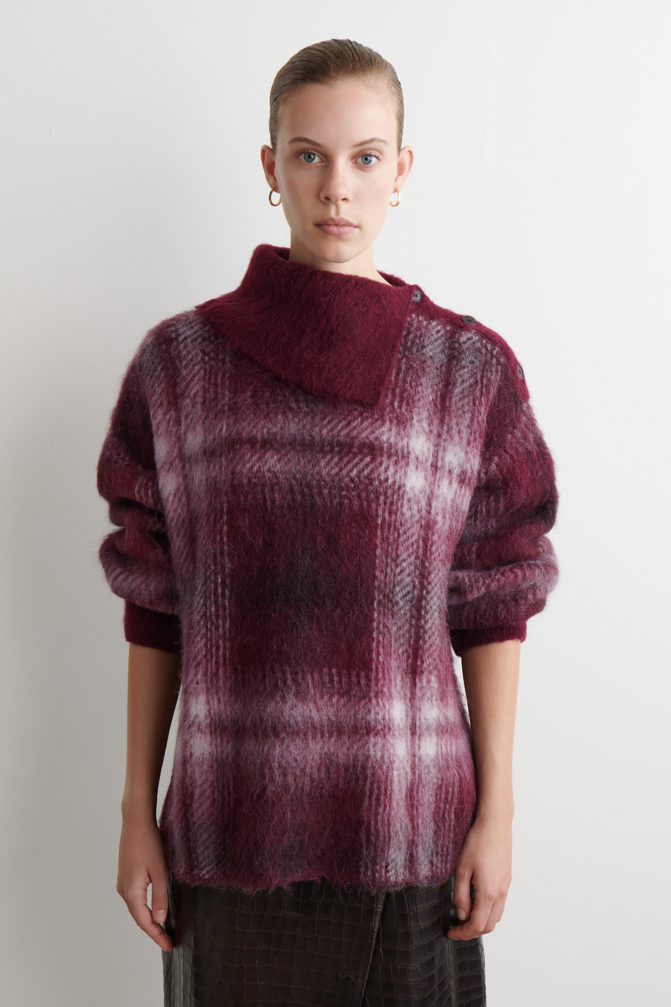 Buttoned Checked Alpaca-Blend Jumper