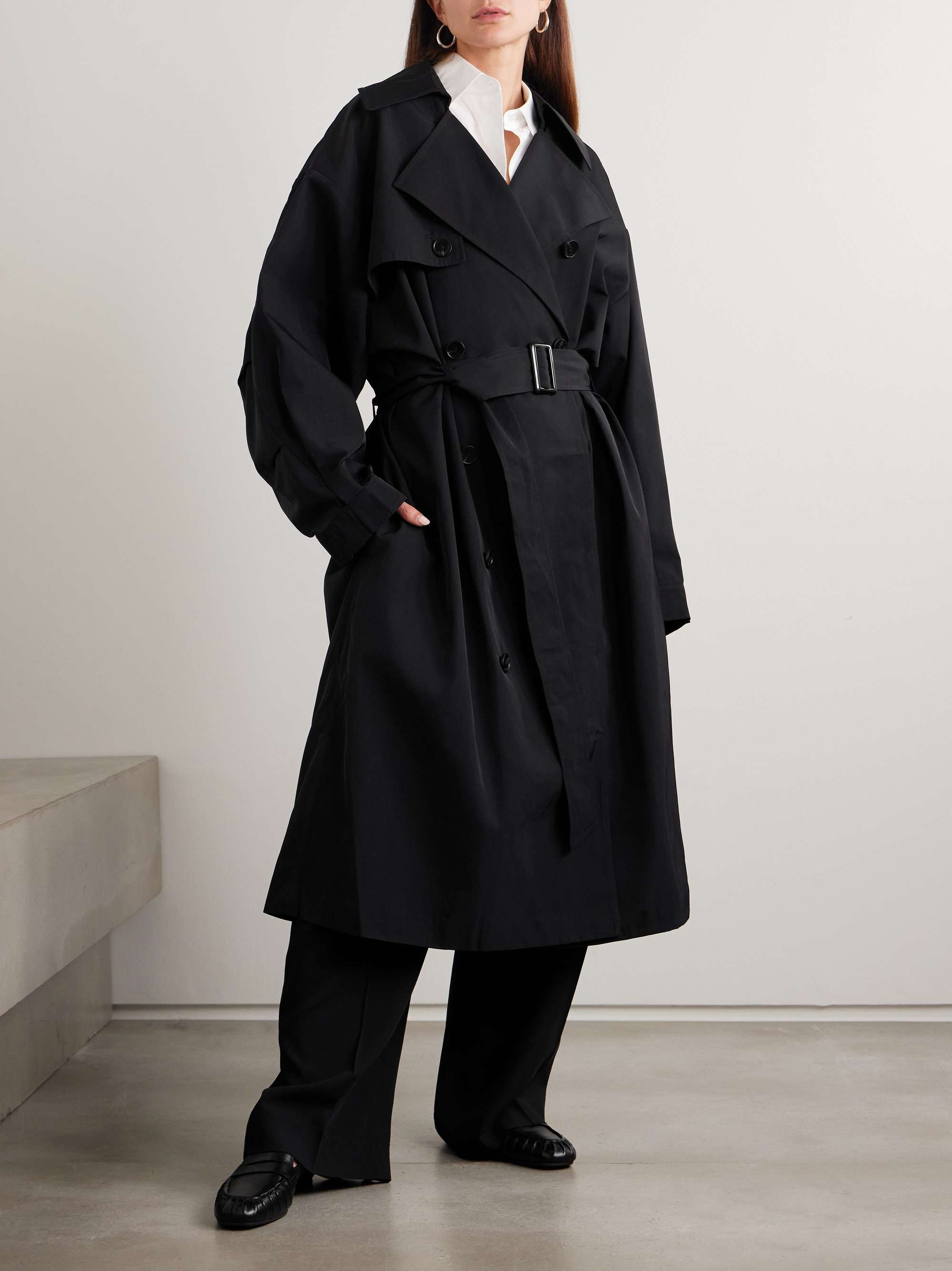 Mavis Oversized Double-Breasted Gabardine Trench Coat