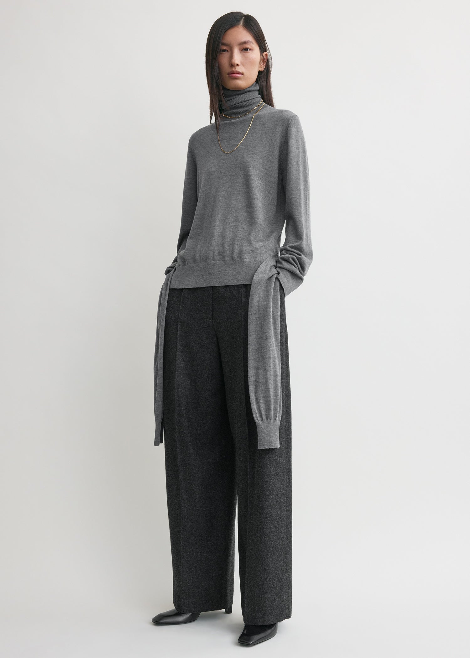 Double-Sleeve Turtleneck Mid Grey