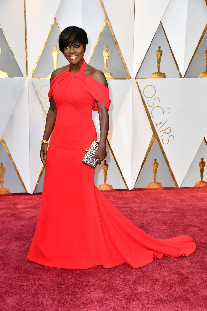 Viola Davis wearing Armani at. the 2017 Oscars