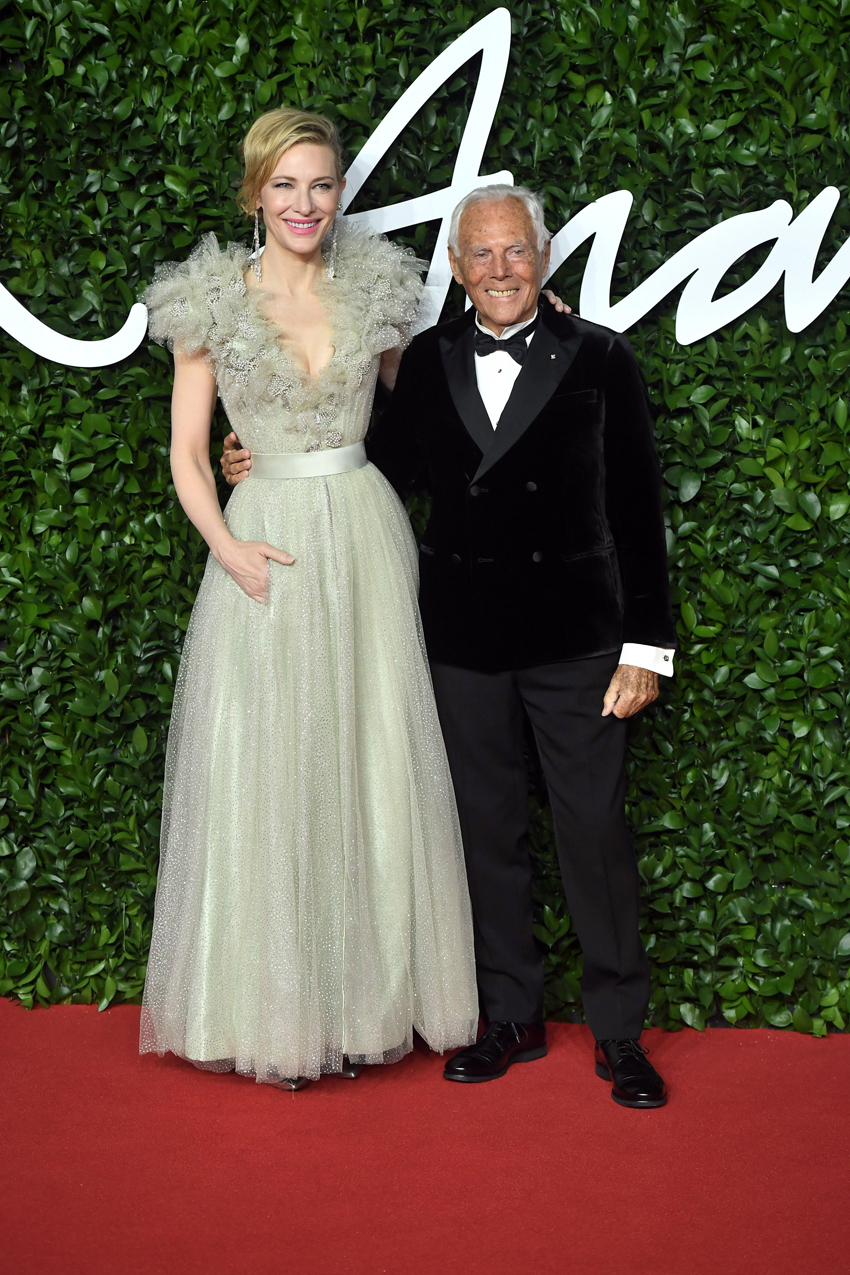 Cate Blanchett and Giorgio Armani at The Fashion Awards 2019 held at Royal Albert Hall on December 02, 2019 in London, England