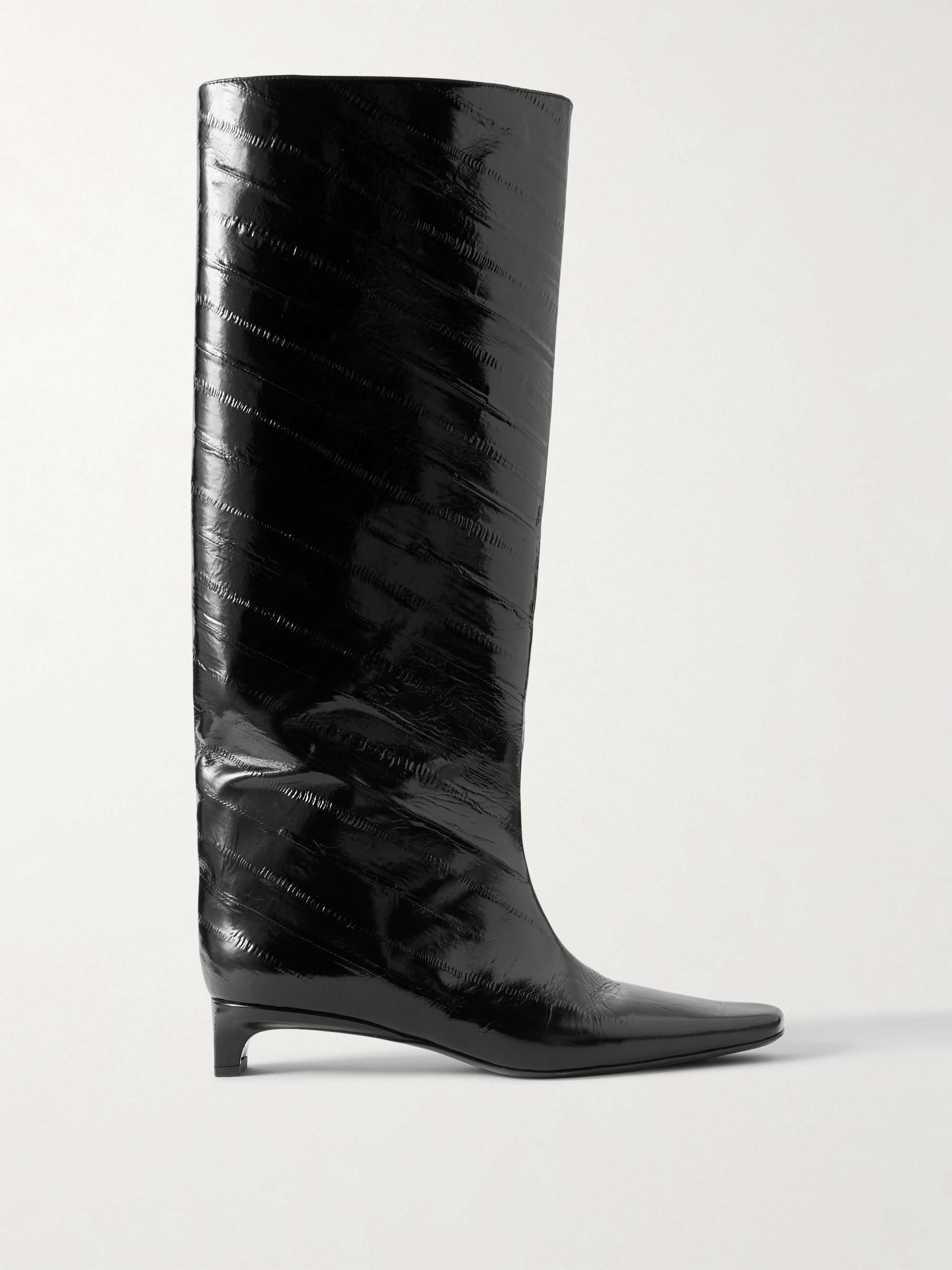 Joan Eel-Effect Patent Leather Knee Boots