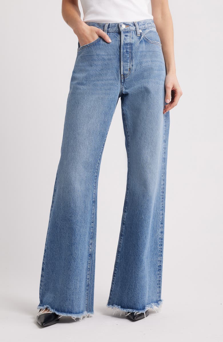 The Lax Frayed High Waist Flare Jeans