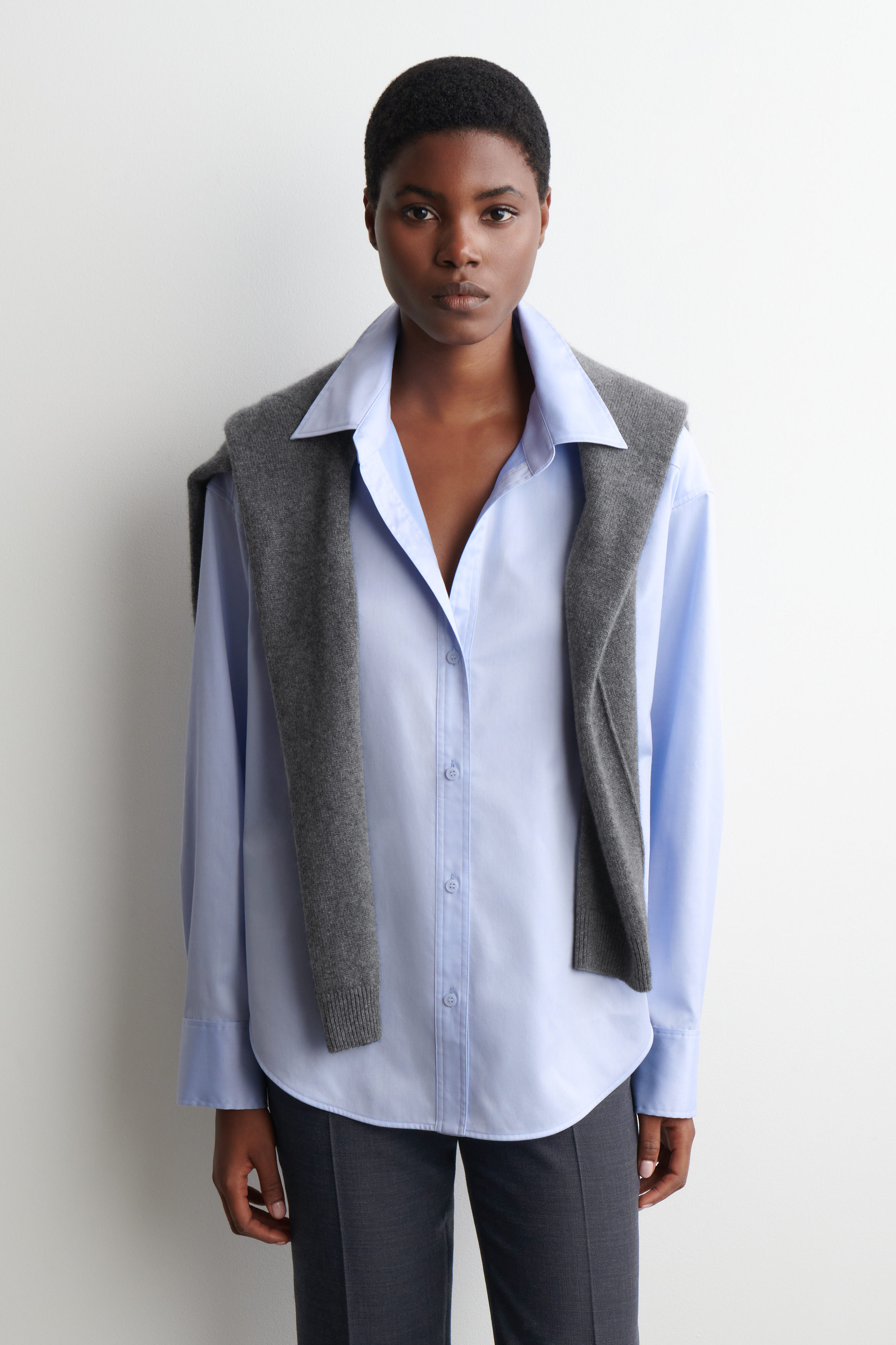 Open-Collar Cotton Shirt