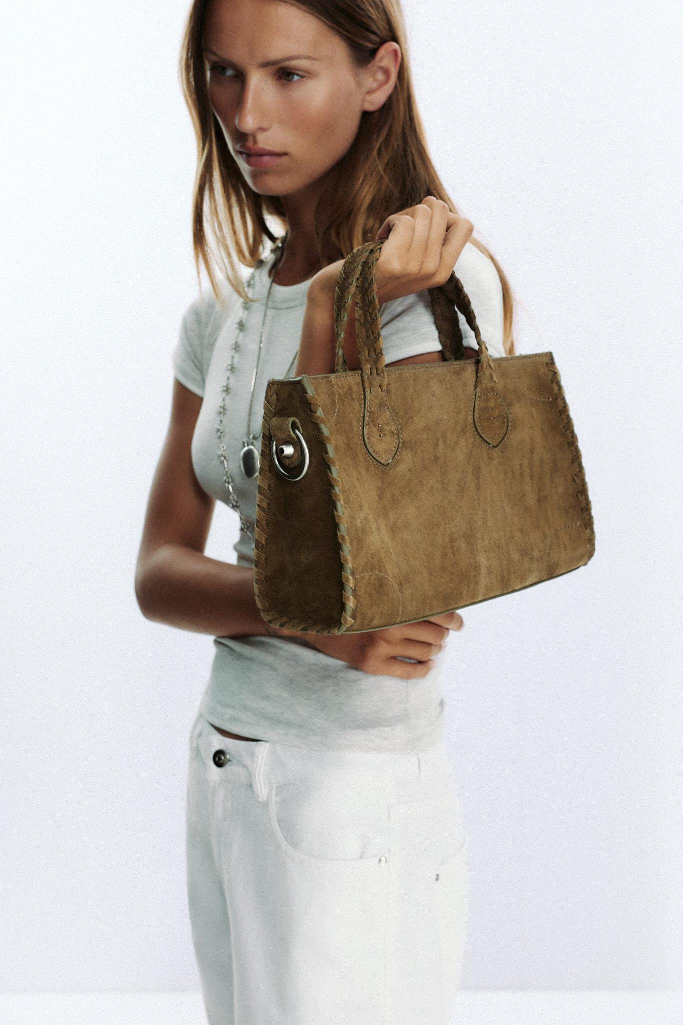 Braided Split Suede City Bag
