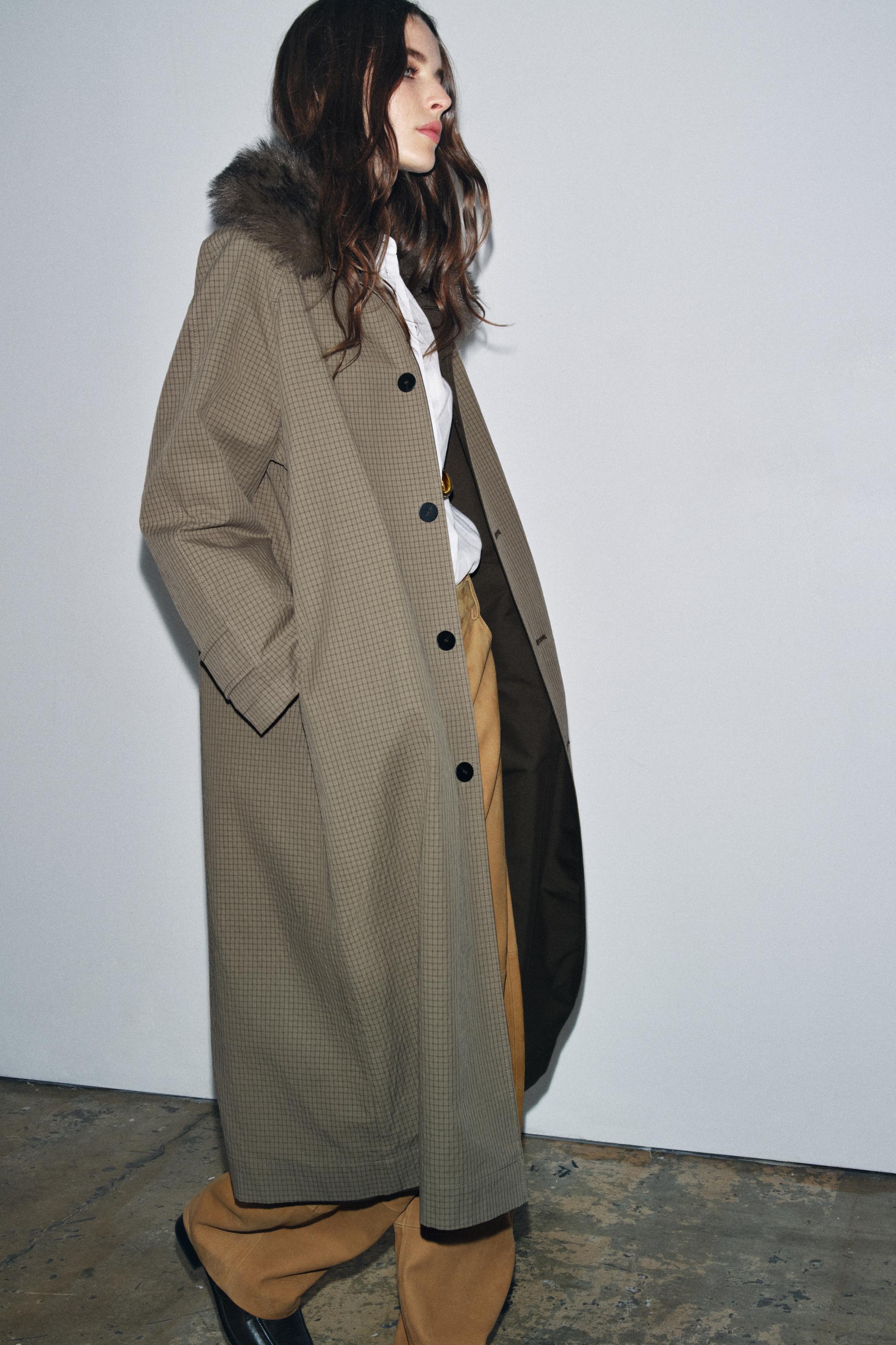 Zw Collection Limited Edition Reversible Trench Coat With Faux Fur Collar