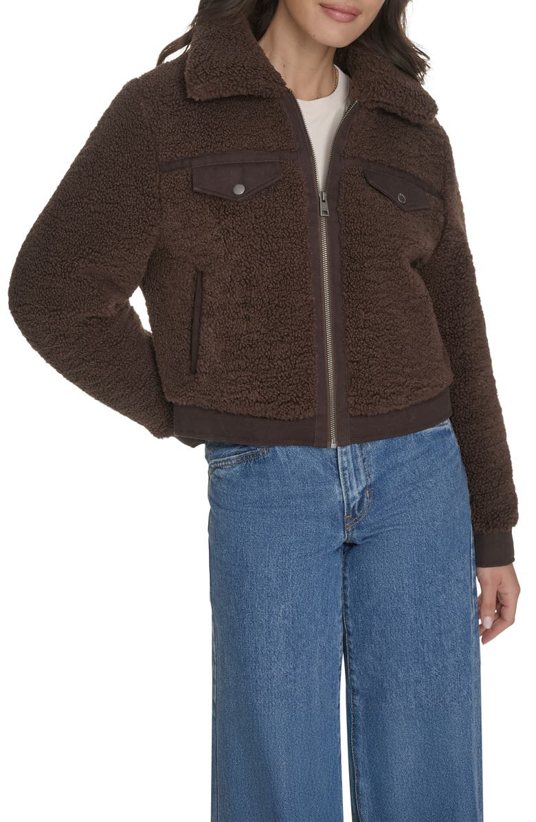 Fleece &amp;amp; Denim Bomber Jacket