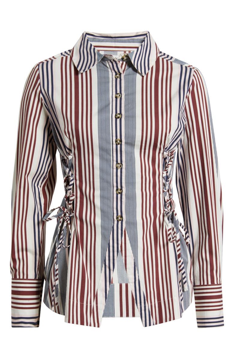 Jilla Stripe Lace-Up Button-Up Shirt