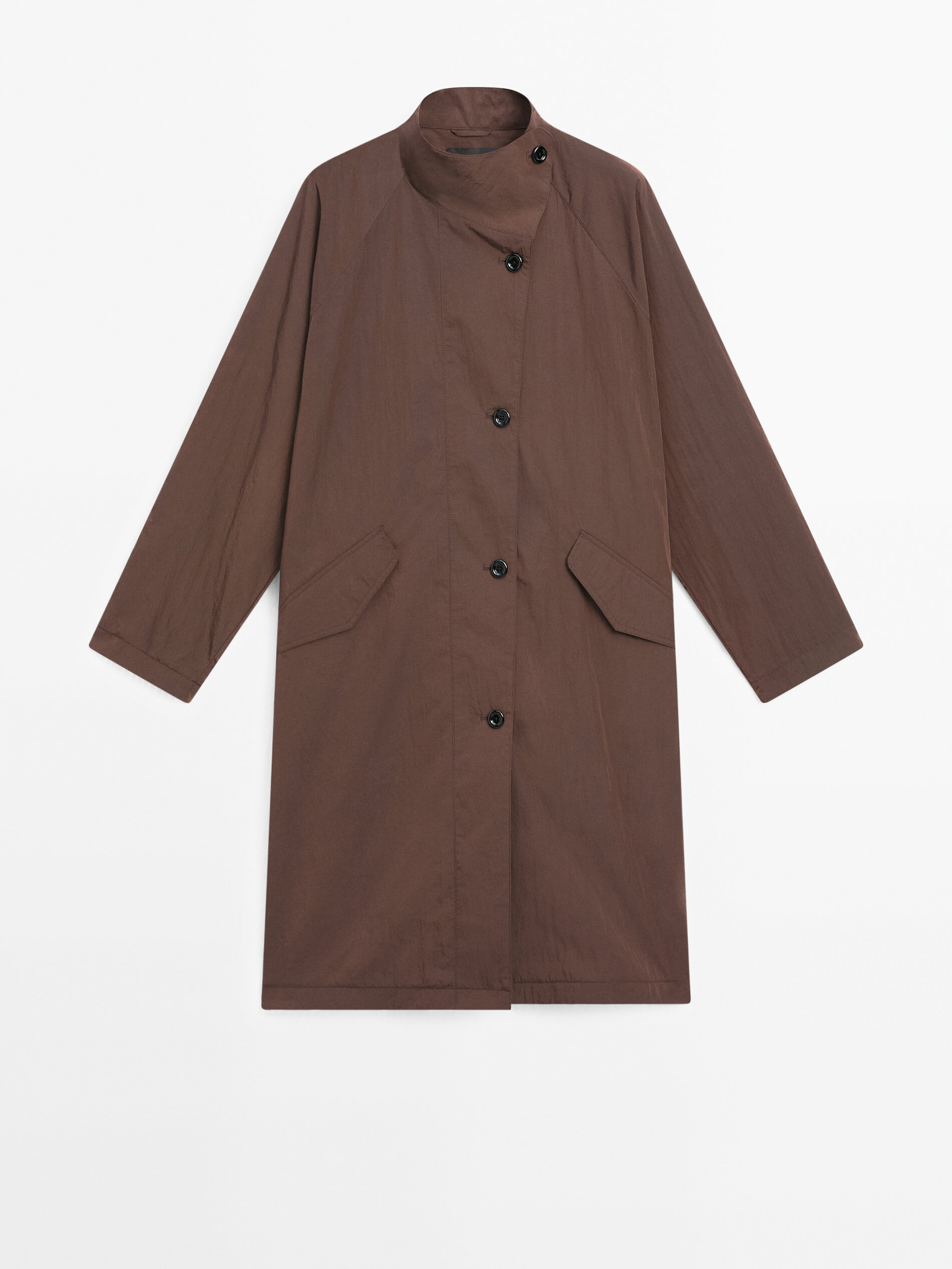 Oversize Flowing Trench Coat in Water-Repellent Fabric