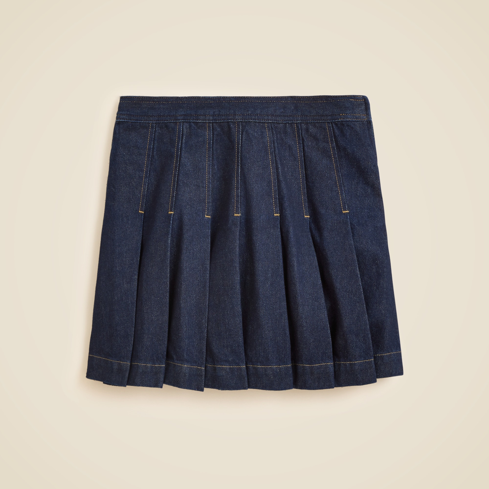 Pleated Denim Mini Skirt