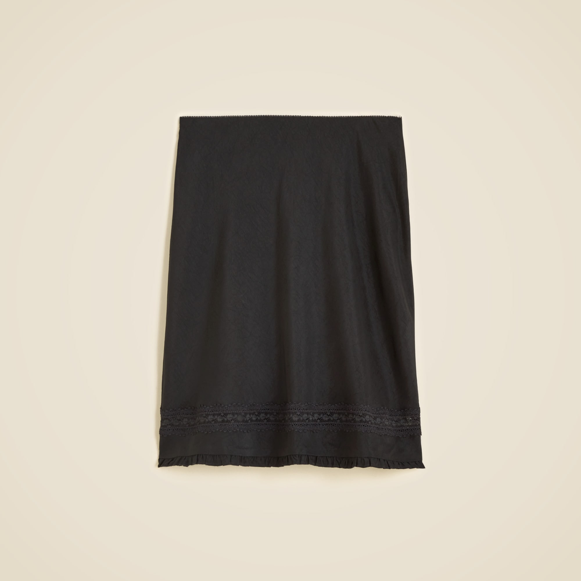 jcrew, Lace-Trim Slip Skirt in Matte Textured Satin