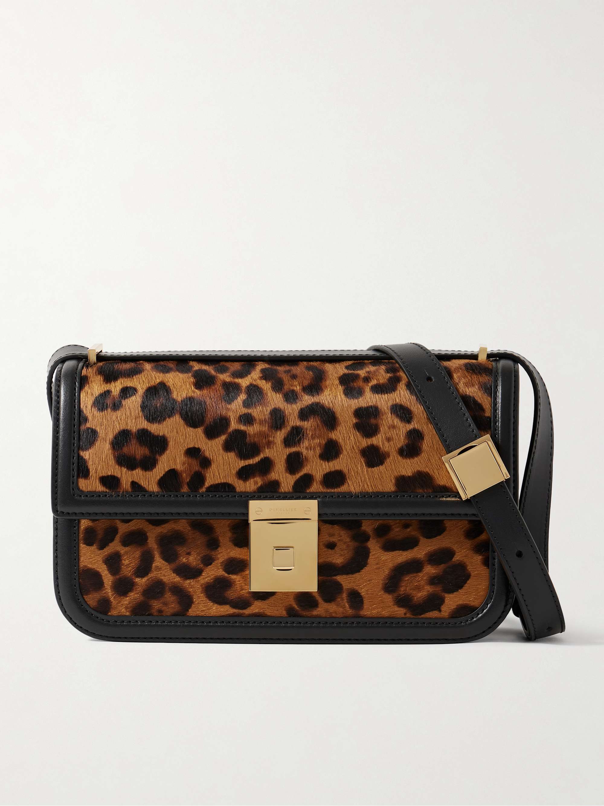 Paris Leopard-Print Calf Hair and Leather Shoulder Bag