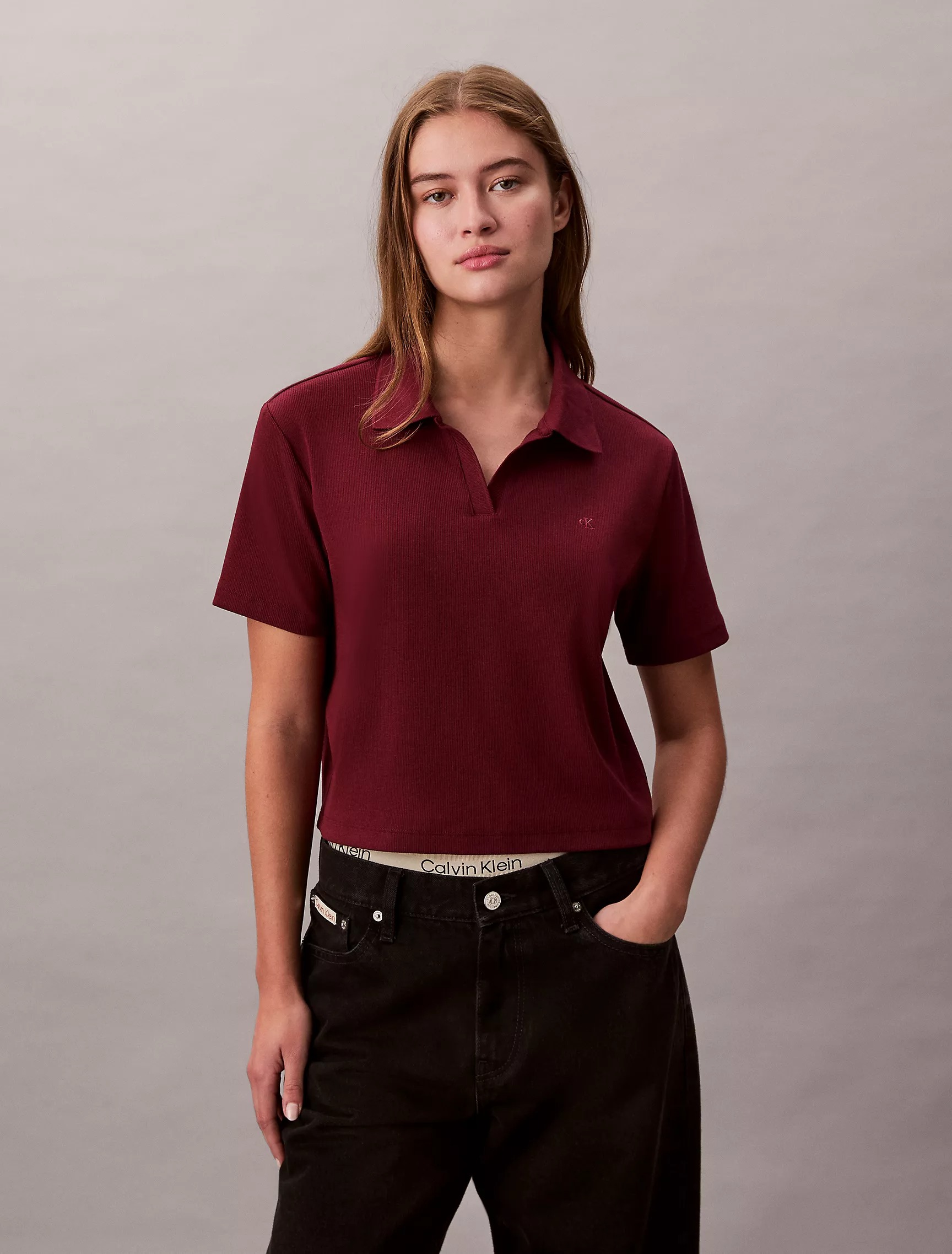 Calvin Klein, Cotton Contour Rib Polo Tee