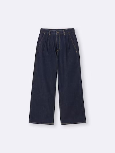 GU , Denim Pleated Trousers