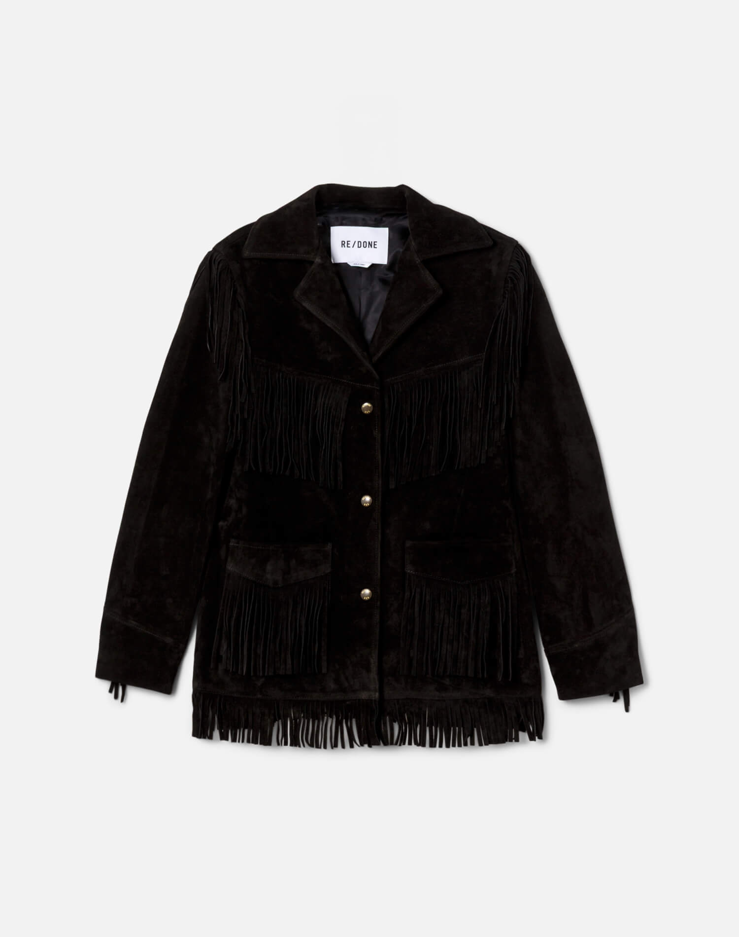 Suede Fringe Jacket - Black