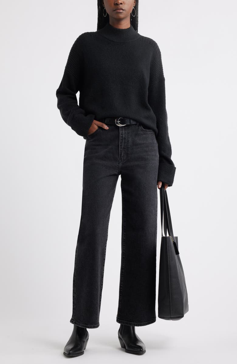 Rib Detail Mock Neck Sweater