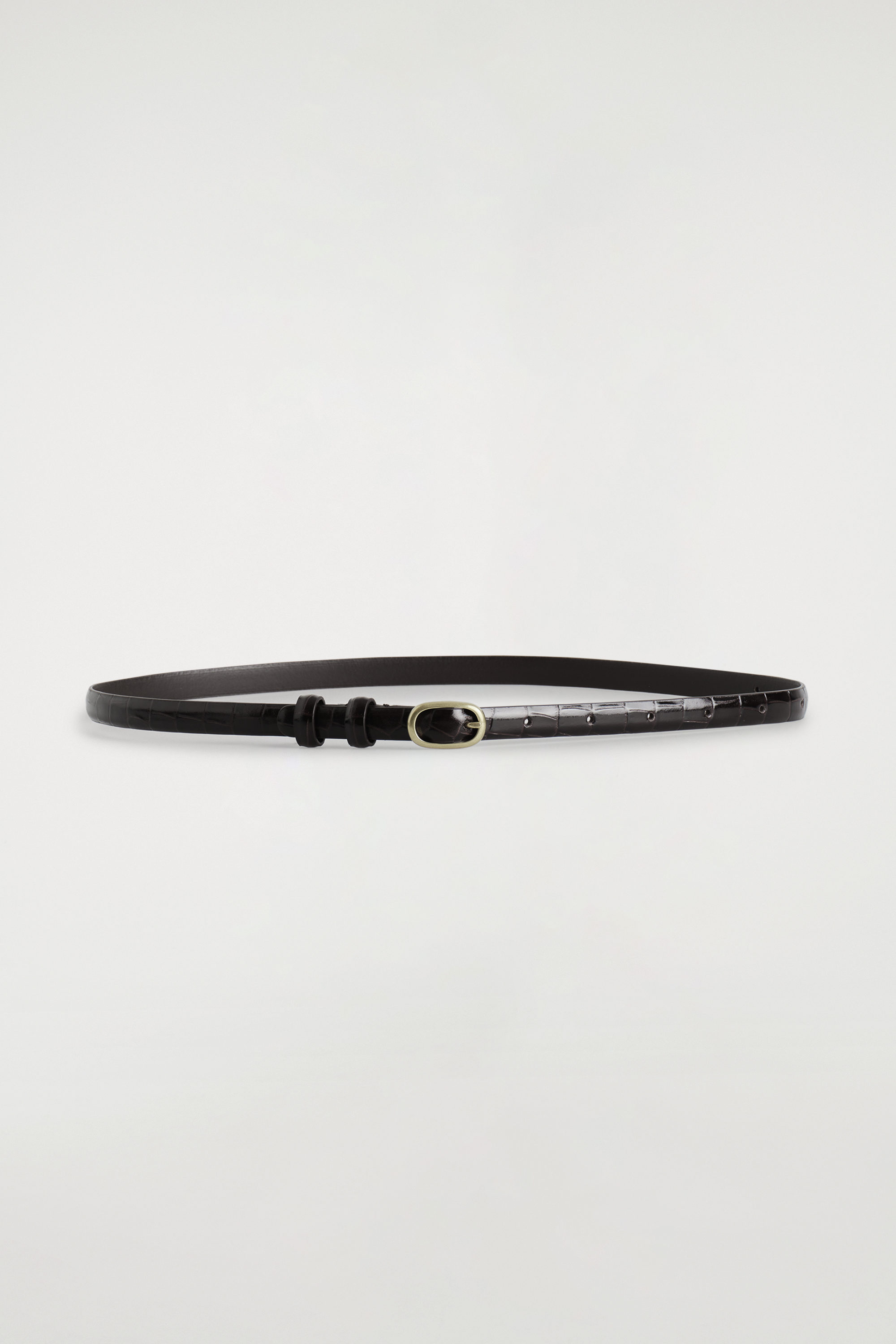 Slim Croc-Embossed Leather Belt