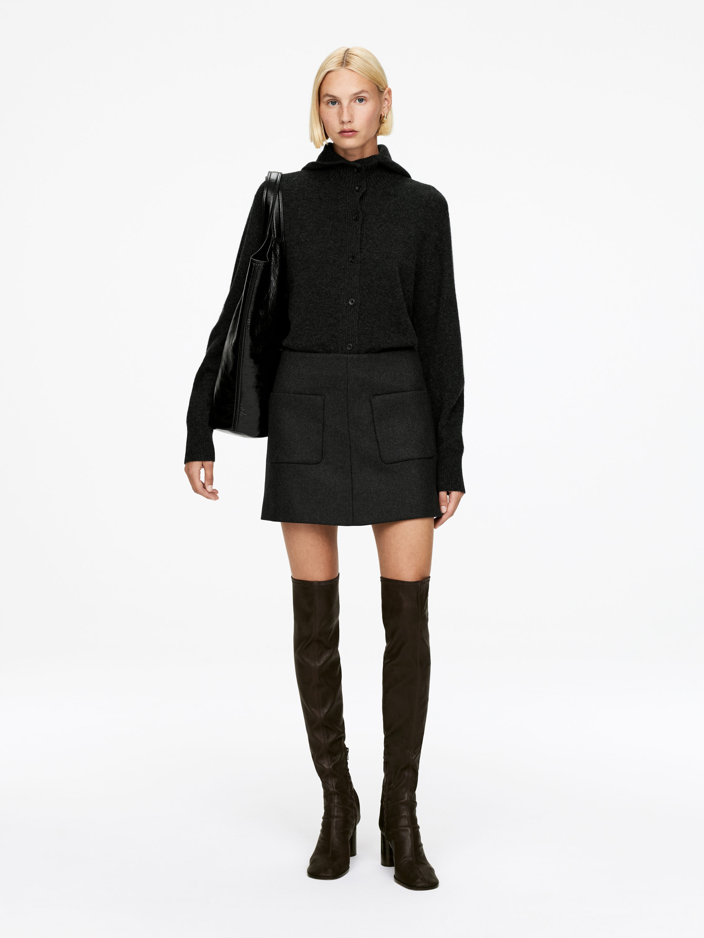 Wool-Blend Mini Skirt &amp;ndash; Dark Grey &amp;ndash; Women &amp;ndash; Arket Gb