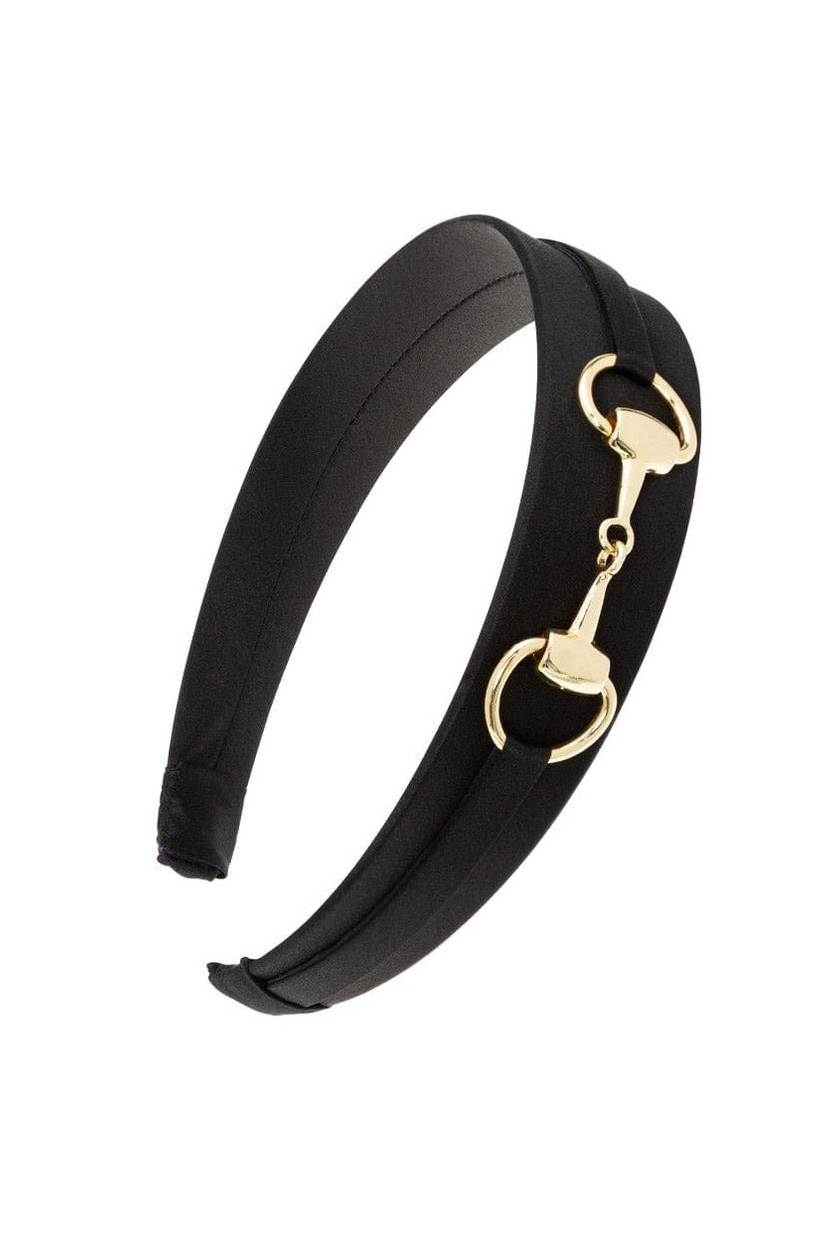 France Luxe Bit Headband in Black Silk Charmeuse