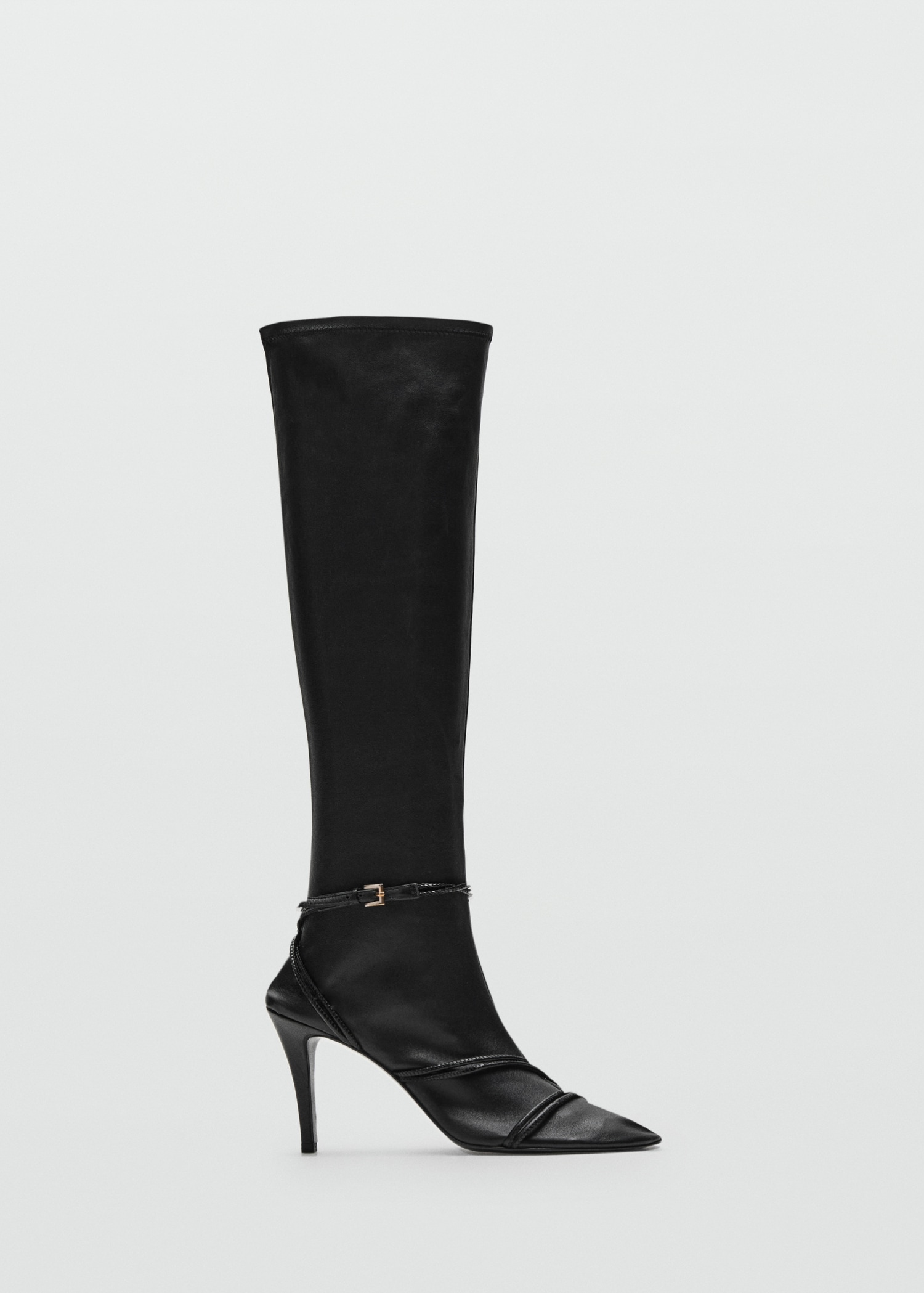 100% Leather High Boots With Straps - Women | Mango Usa