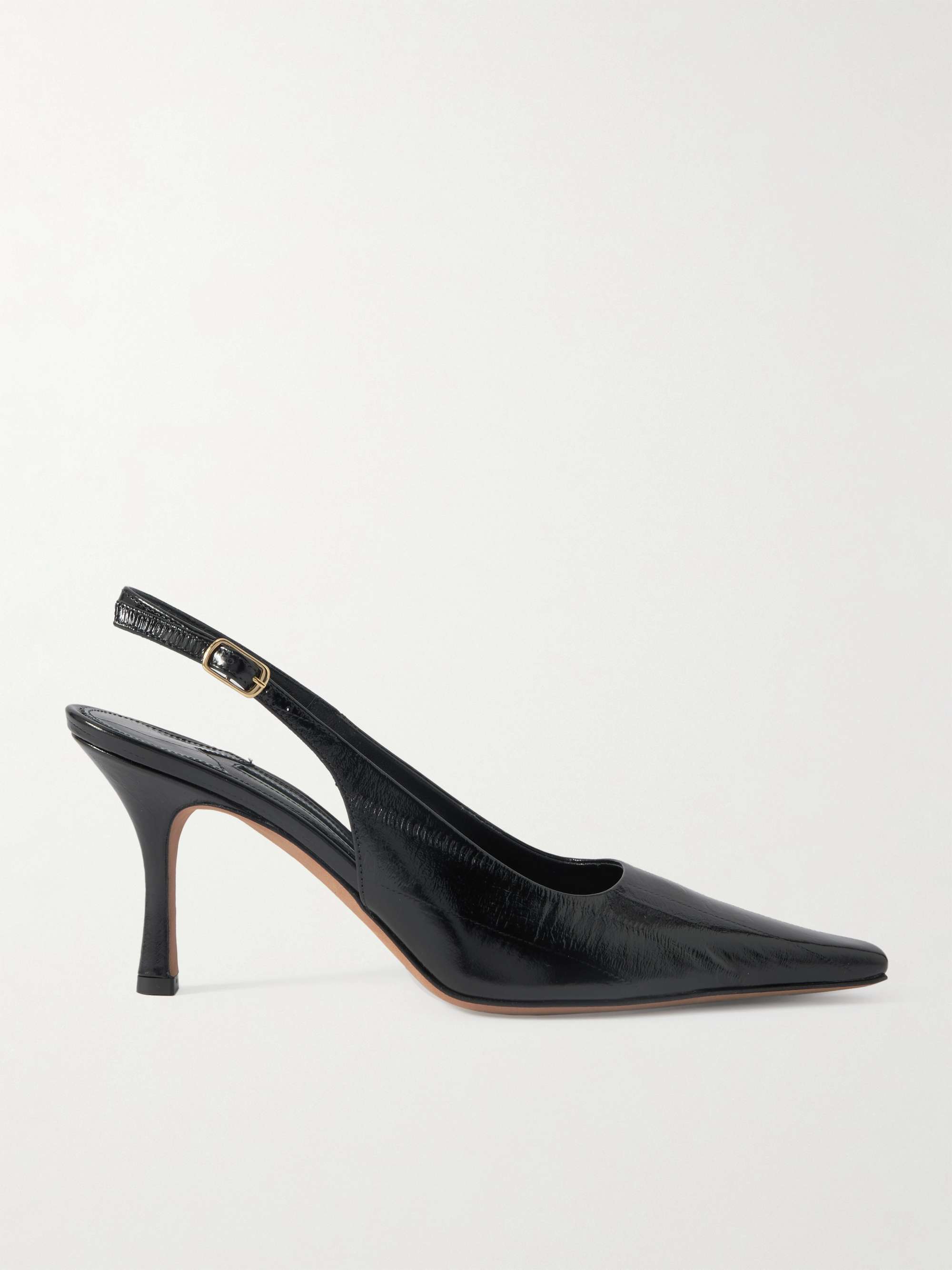 Elana Textured-Leather Slingback Pumps