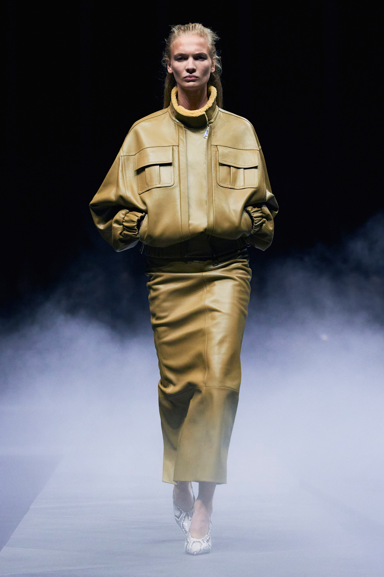 khaite spring/summer 2026 runway leather looks.
