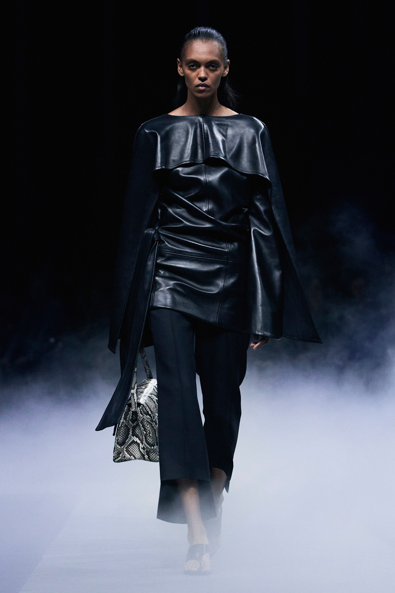 khaite spring/summer 2026 runway leather looks.