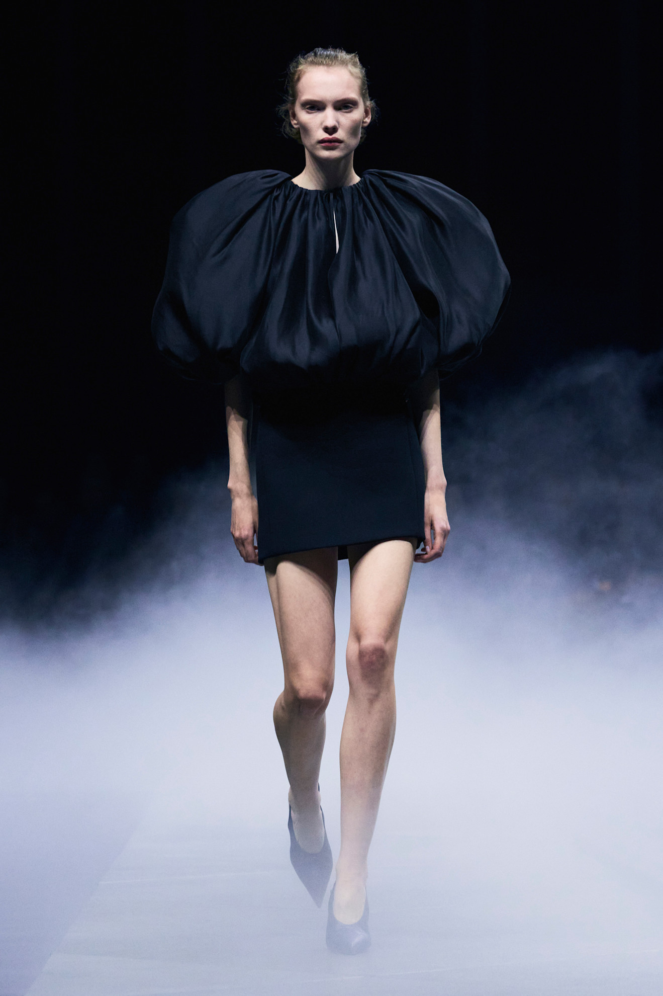 Khaite spring/summer 2026 exaggerated silhouettes on models.