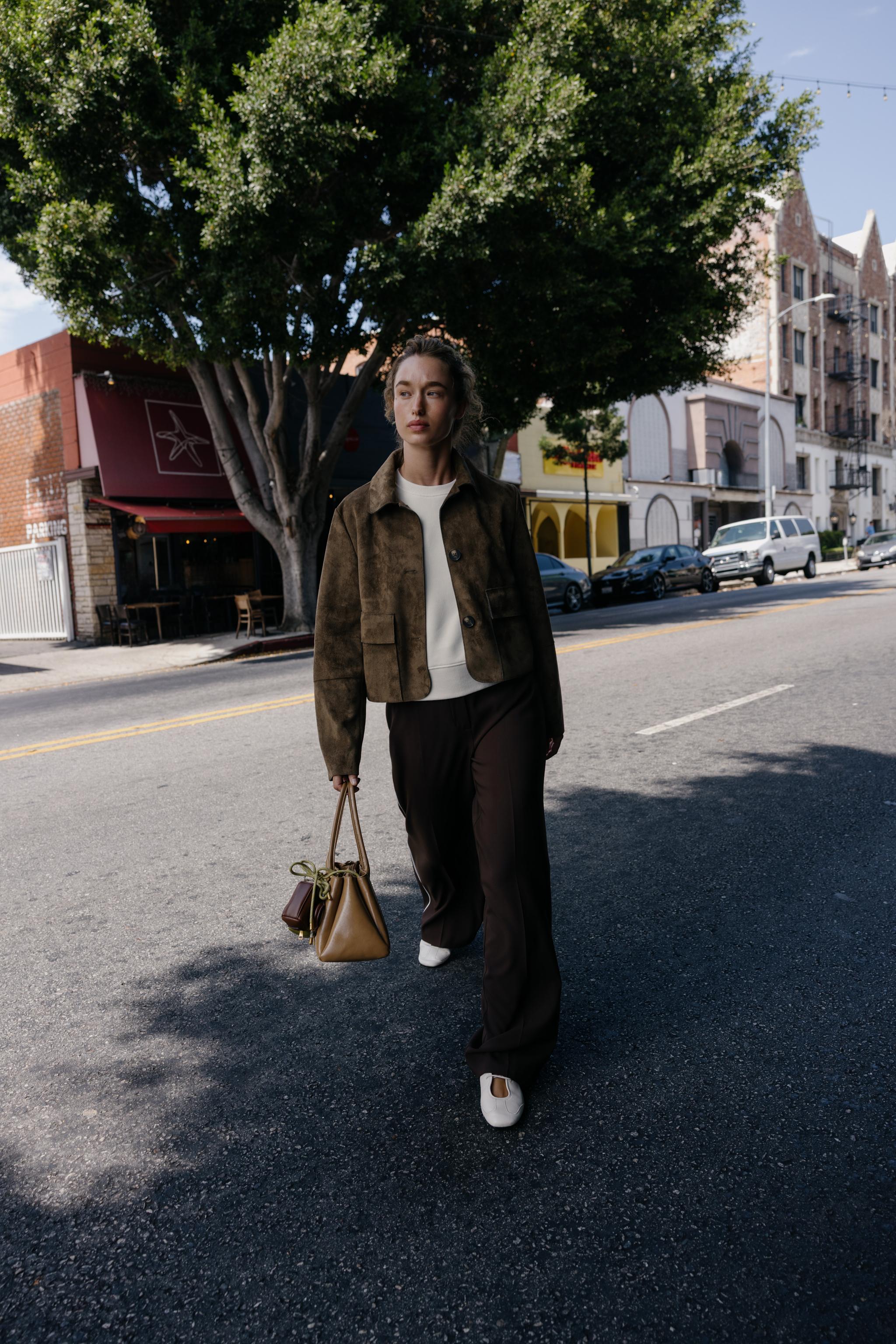 Faux Suede Cropped Jacket