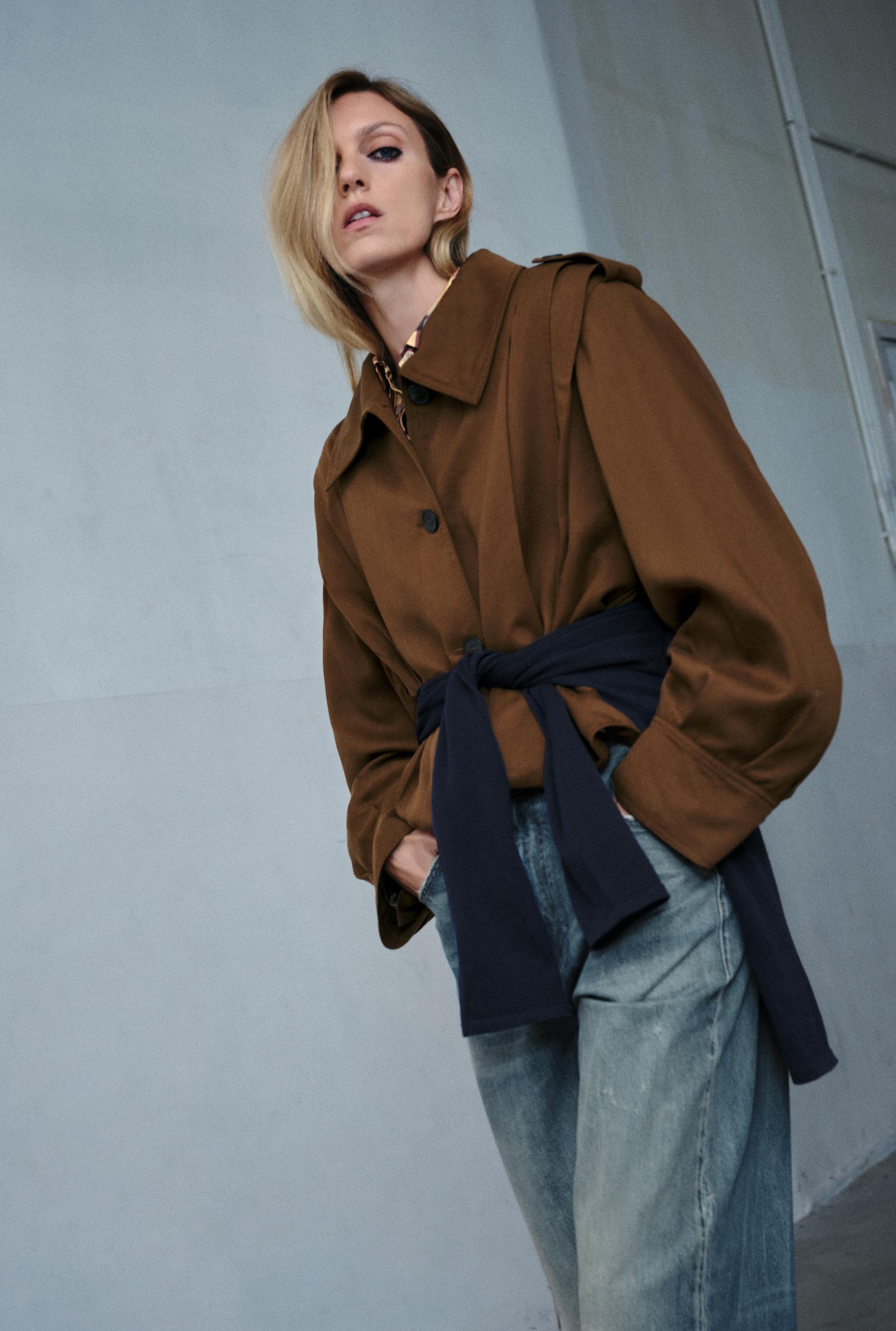 Pleated Jacket With Tabs Zw Collection