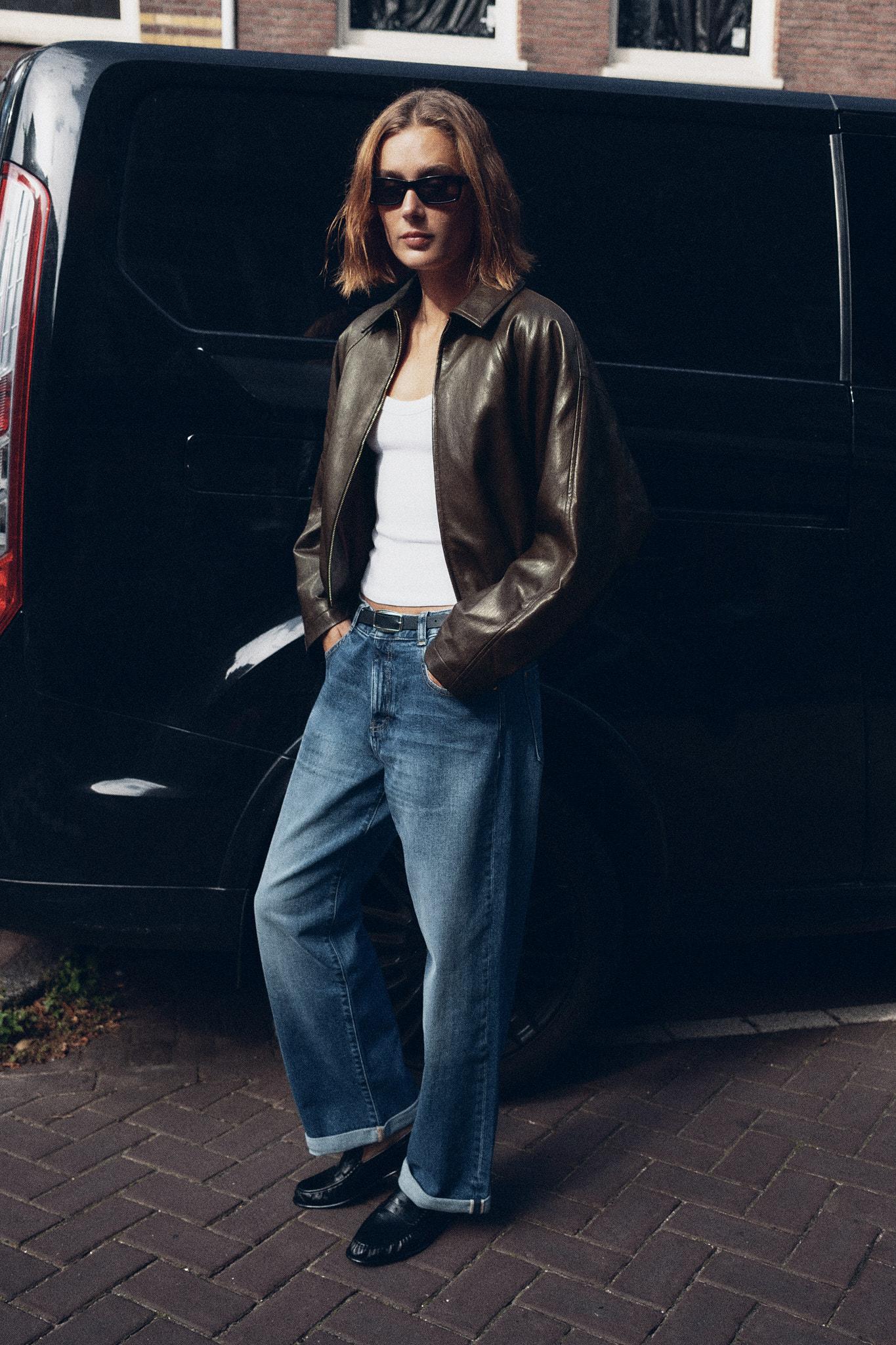 Faux Leather Bomber Jacket