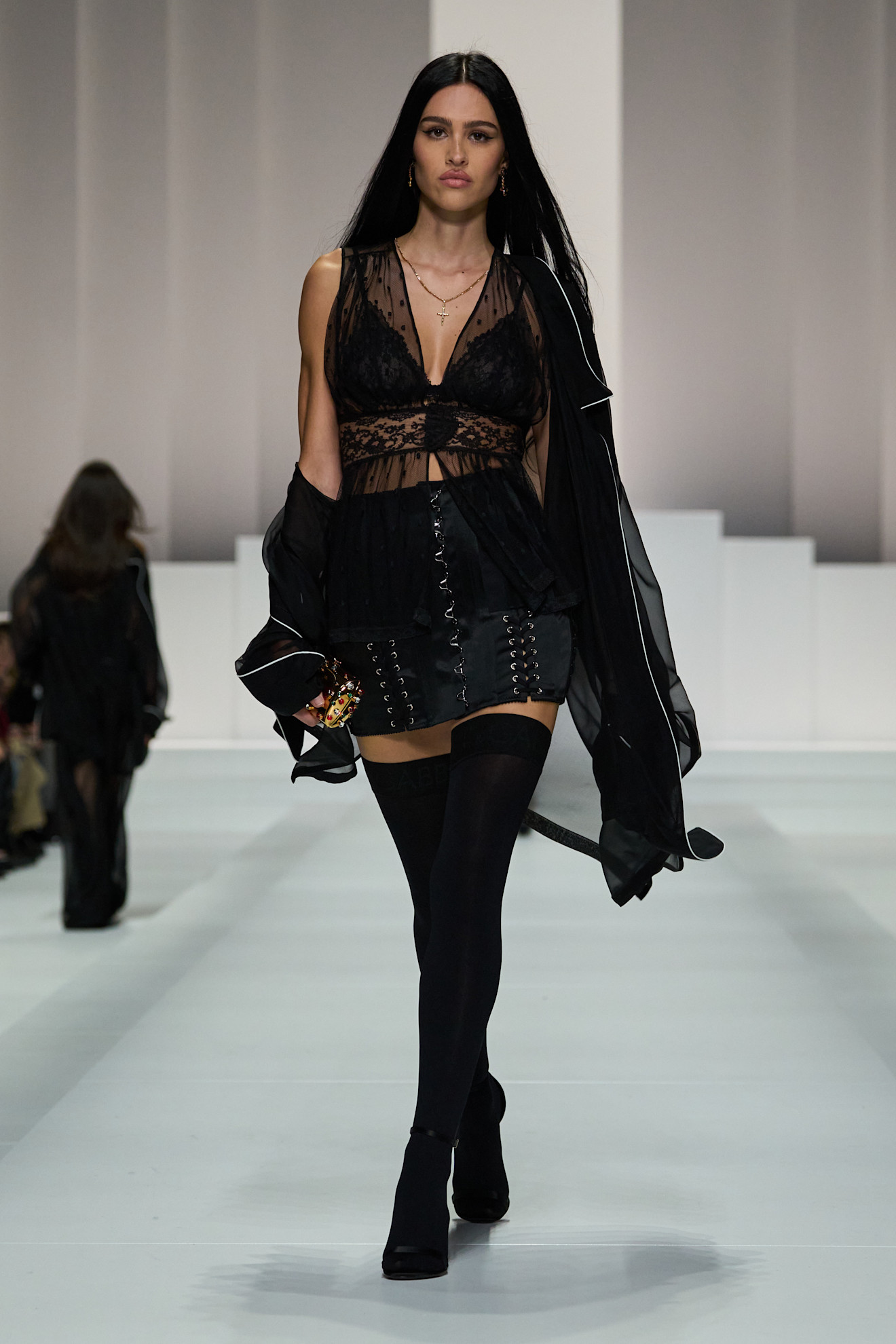 A model walks the runway from dolce &amp;amp; Gabbana spring/summer 2026