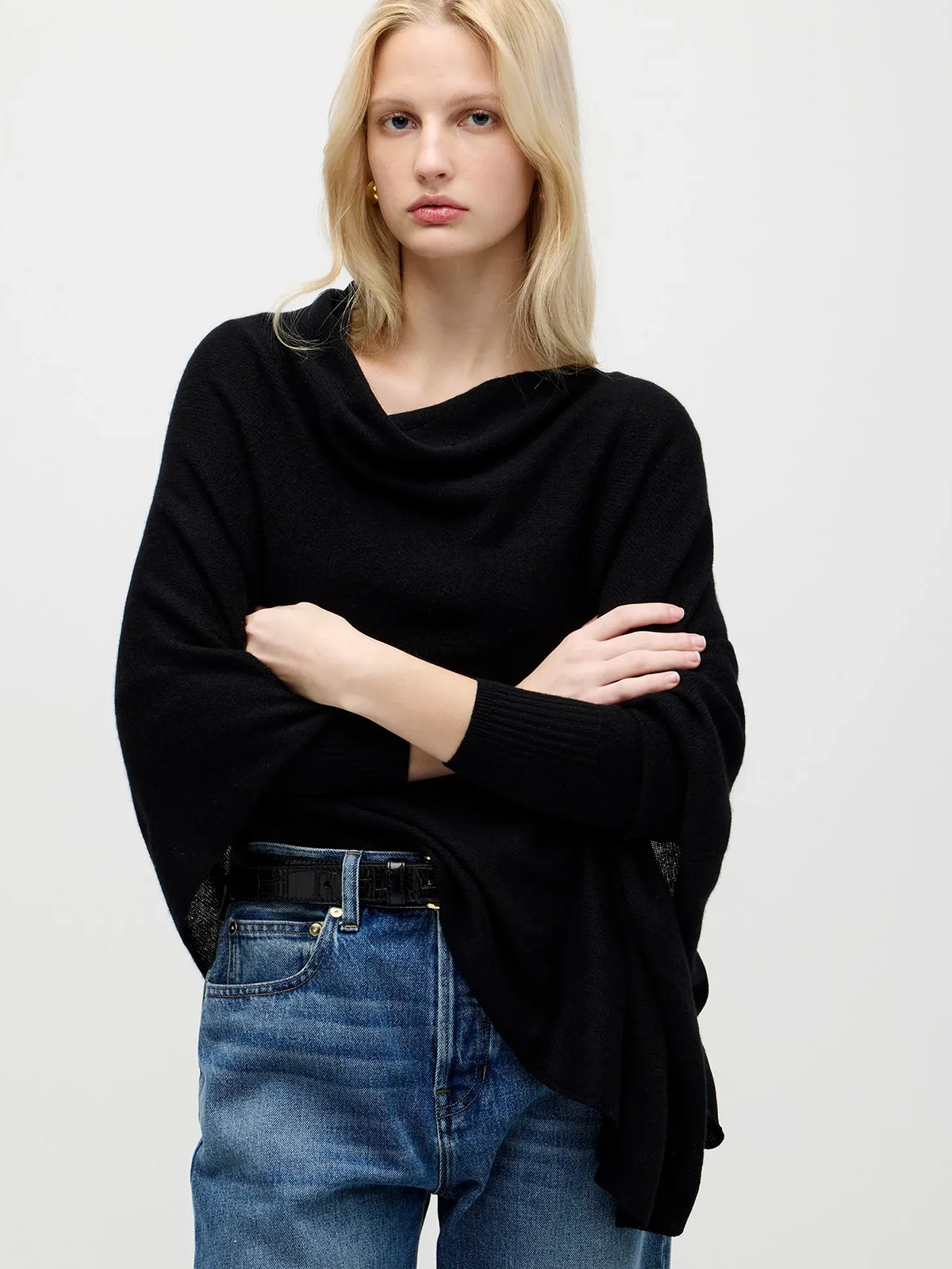 Cashmere-Wool Blend Poncho