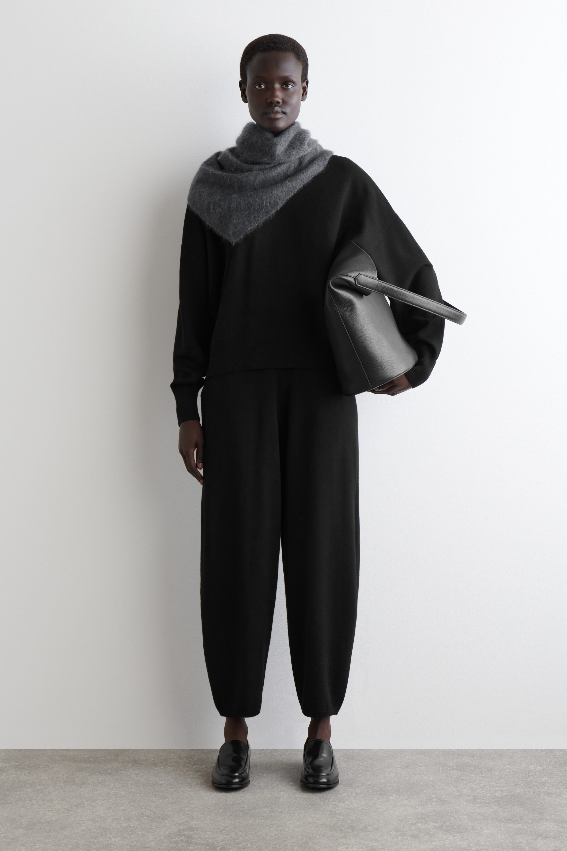 Merino Wool Barrel-Leg Pants