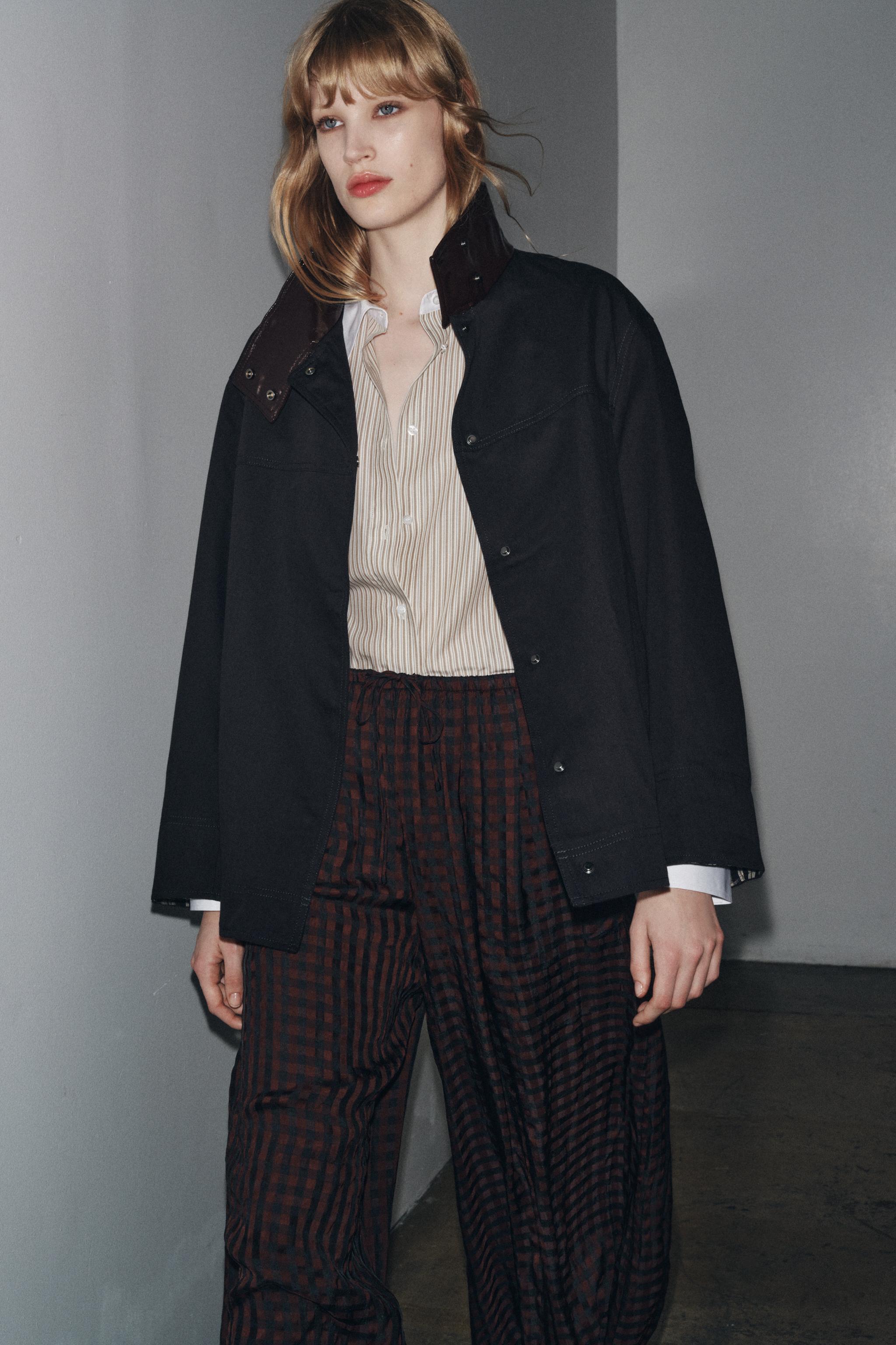 Zw Collection Contrast Collar Jacket