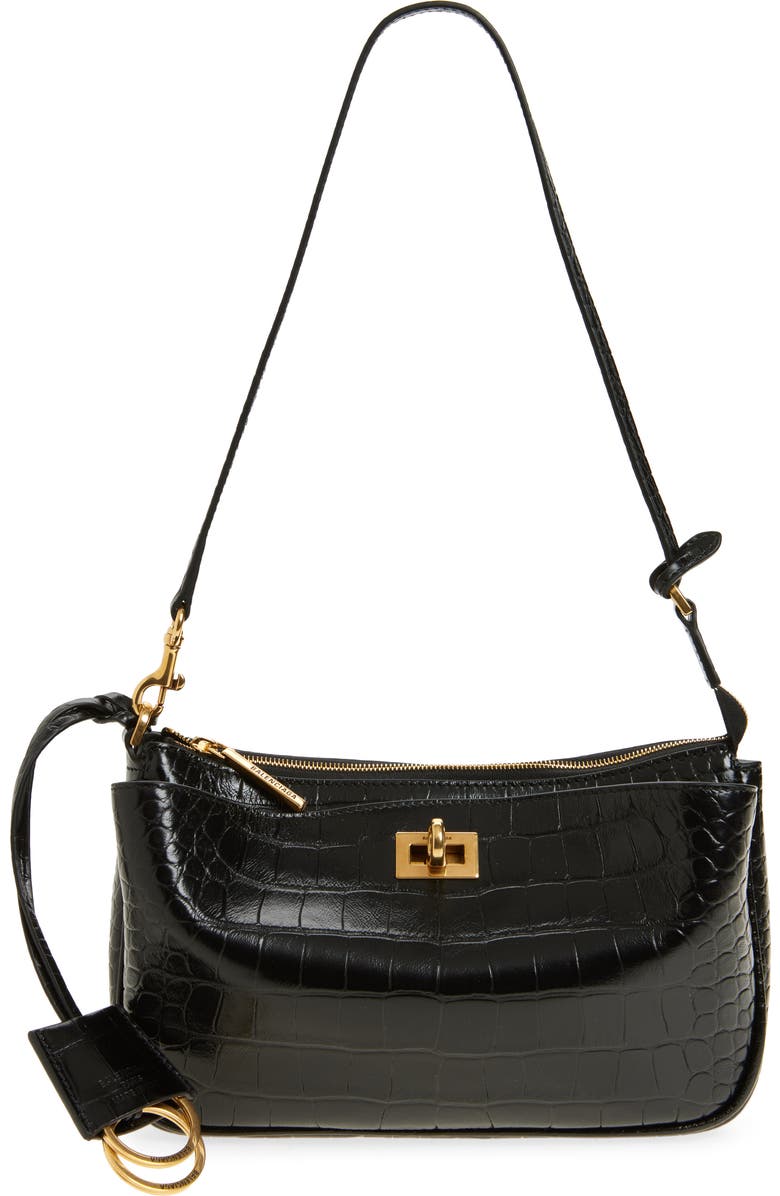 Rodeo Sling Croc Embossed Leather Pouchette